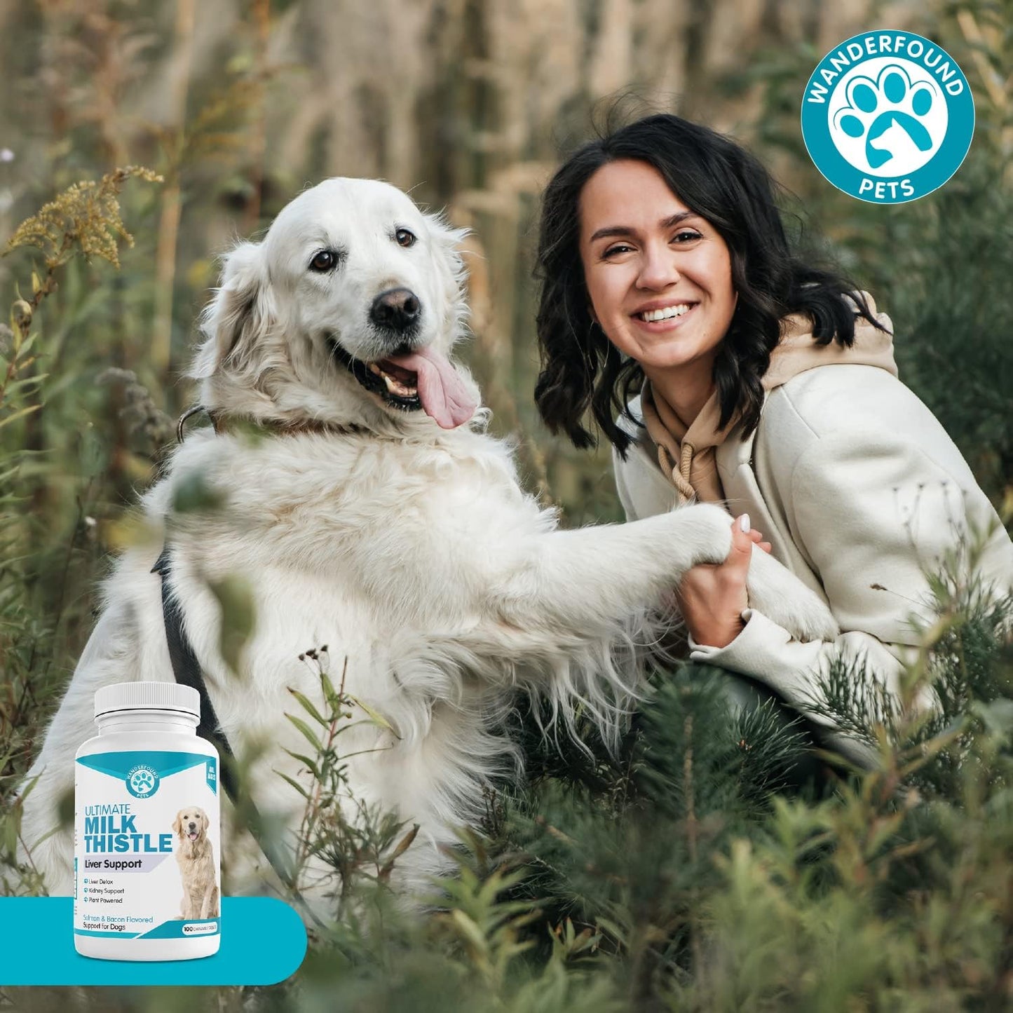 Salmon & Bacon Flavored Milk Thistle for Dogs - Natural Liver Support - Kidney Cleanse & Detox Formula - 100 Chewable Tablets - Made in USA