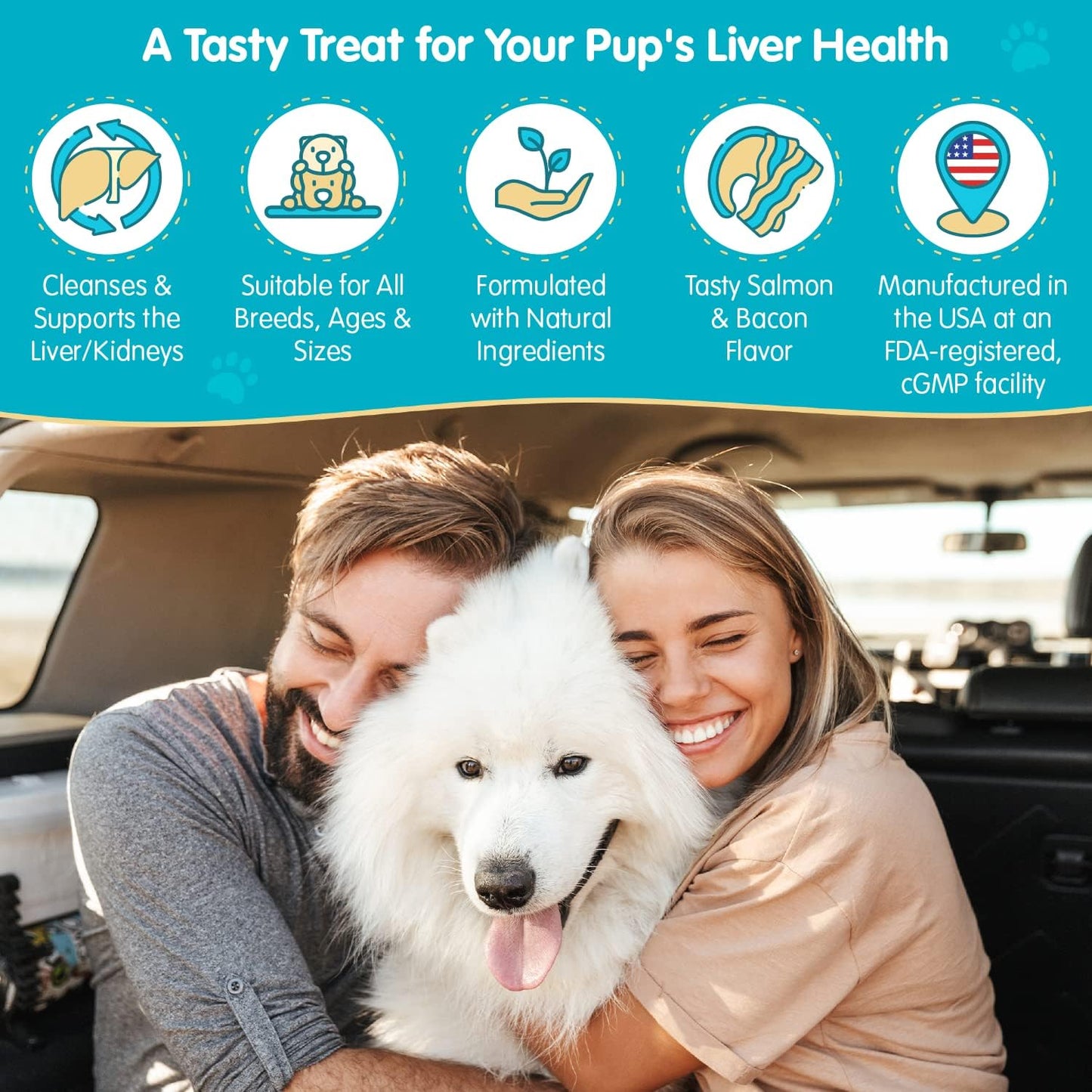Salmon & Bacon Flavored Milk Thistle for Dogs - Natural Liver Support - Kidney Cleanse & Detox Formula - 100 Chewable Tablets - Made in USA