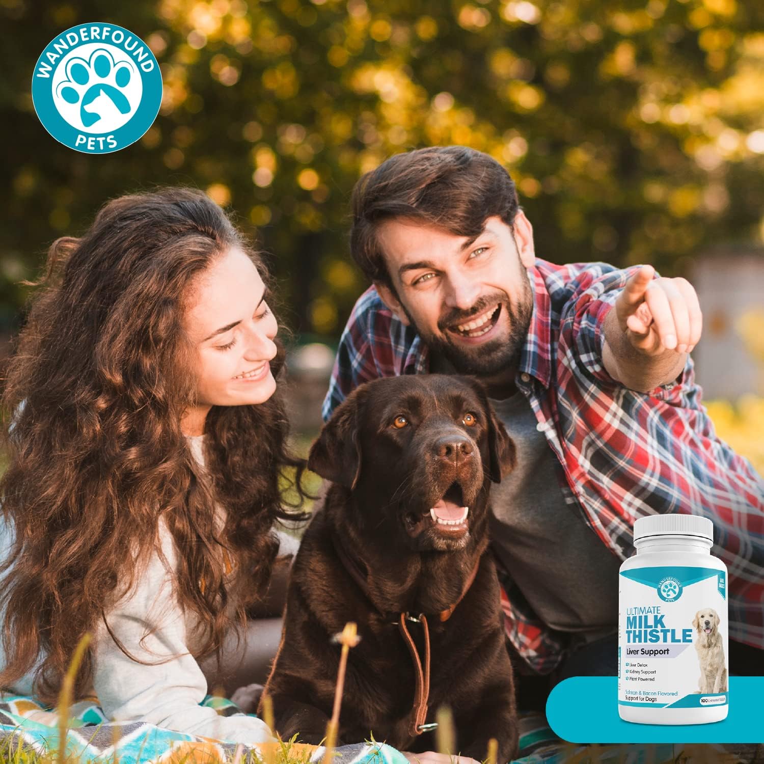 Salmon & Bacon Flavored Milk Thistle for Dogs - Natural Liver Support - Kidney Cleanse & Detox Formula - 100 Chewable Tablets - Made in USA