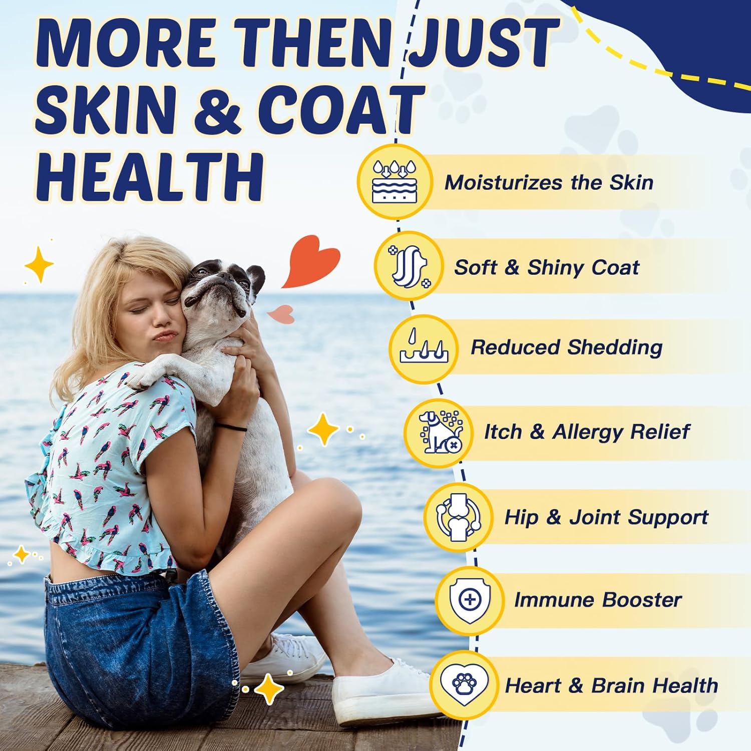 Salmon Oil and Fish Oil Omega 3 Supplement for Dogs - Skin and Coat Relief, Allergy Treatment, Anti-Shedding, Hip and Joint Support - 40 Servings