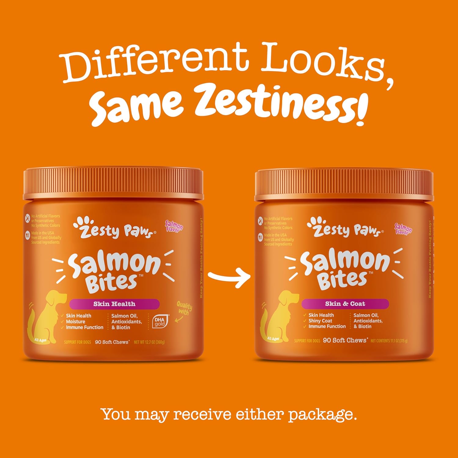 Salmon Oil Chews for Dogs, Omega 3 Skin and Coat Supplement, Allergy Relief, Itch Relief, 90 Count