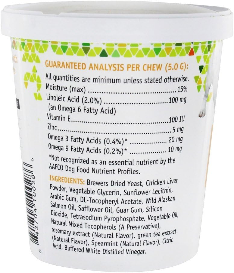 Salmon Oil Soft Chews for Dogs - Supports Healthy Skin & Coat - Omega 3 Fatty Acids - Salmon Flavor - 30 Chews