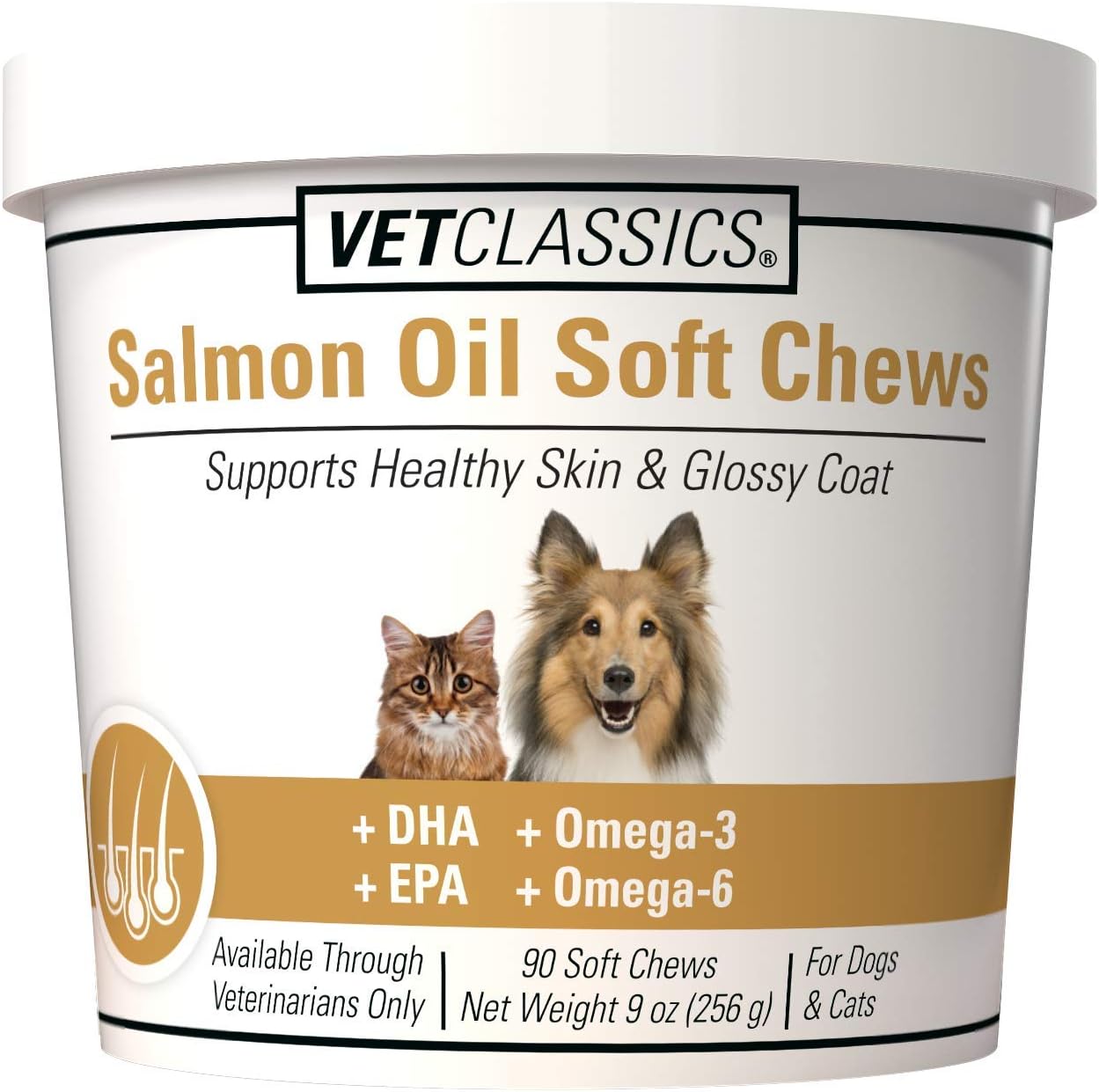 Salmon Oil Soft Chews for Dogs and Cats - Omega Supplement for Healthy Skin and Coats - Includes DHA, EPA - 90 Ct.
