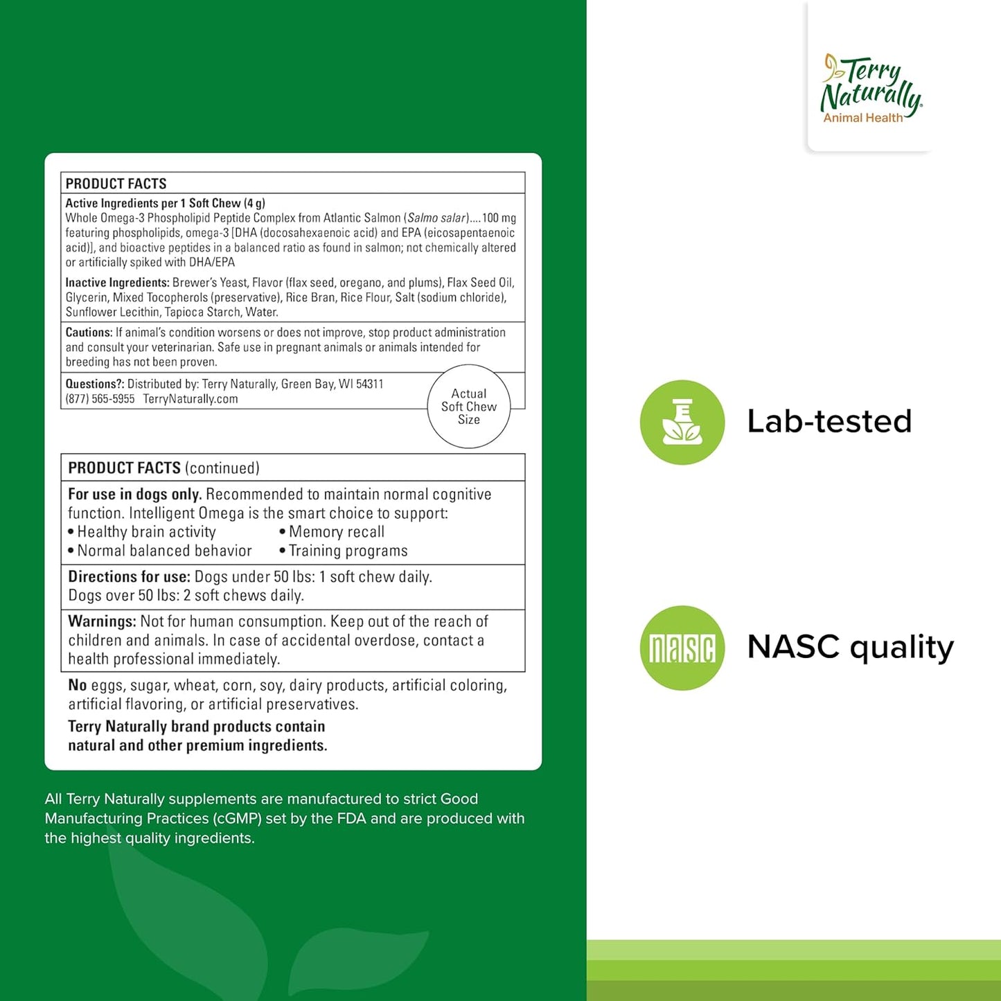 Salmon Omega-3 Soft Chews for Dogs - Promotes Brain & Eye Health - 60 Servings