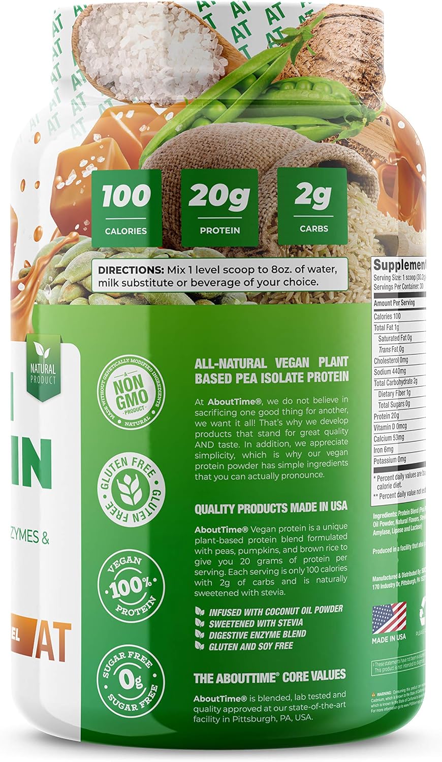 Salted Caramel Vegan Protein Supplement, 2lb - About Time