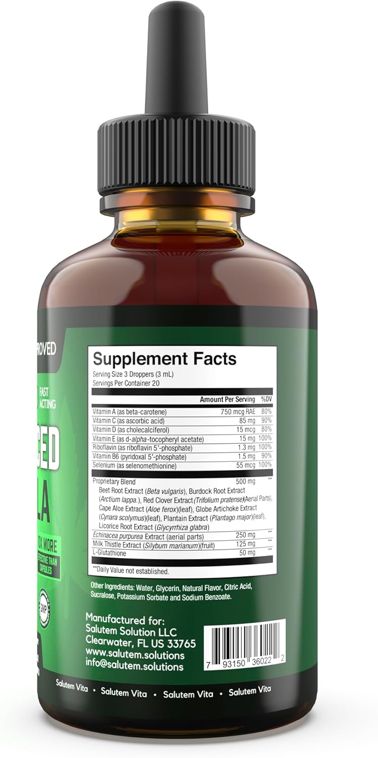 Salutem Vita™ Liquid Detox - Advanced Formula for Total Body Cleanse - Rejuvenating Dietary Supplement - 2 Fl Oz - 20 Servings