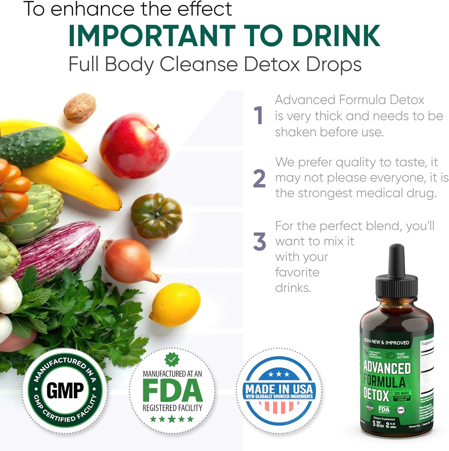 Salutem Vita™ Liquid Detox - Advanced Formula for Total Body Cleanse - Rejuvenating Dietary Supplement - 2 Fl Oz - 20 Servings