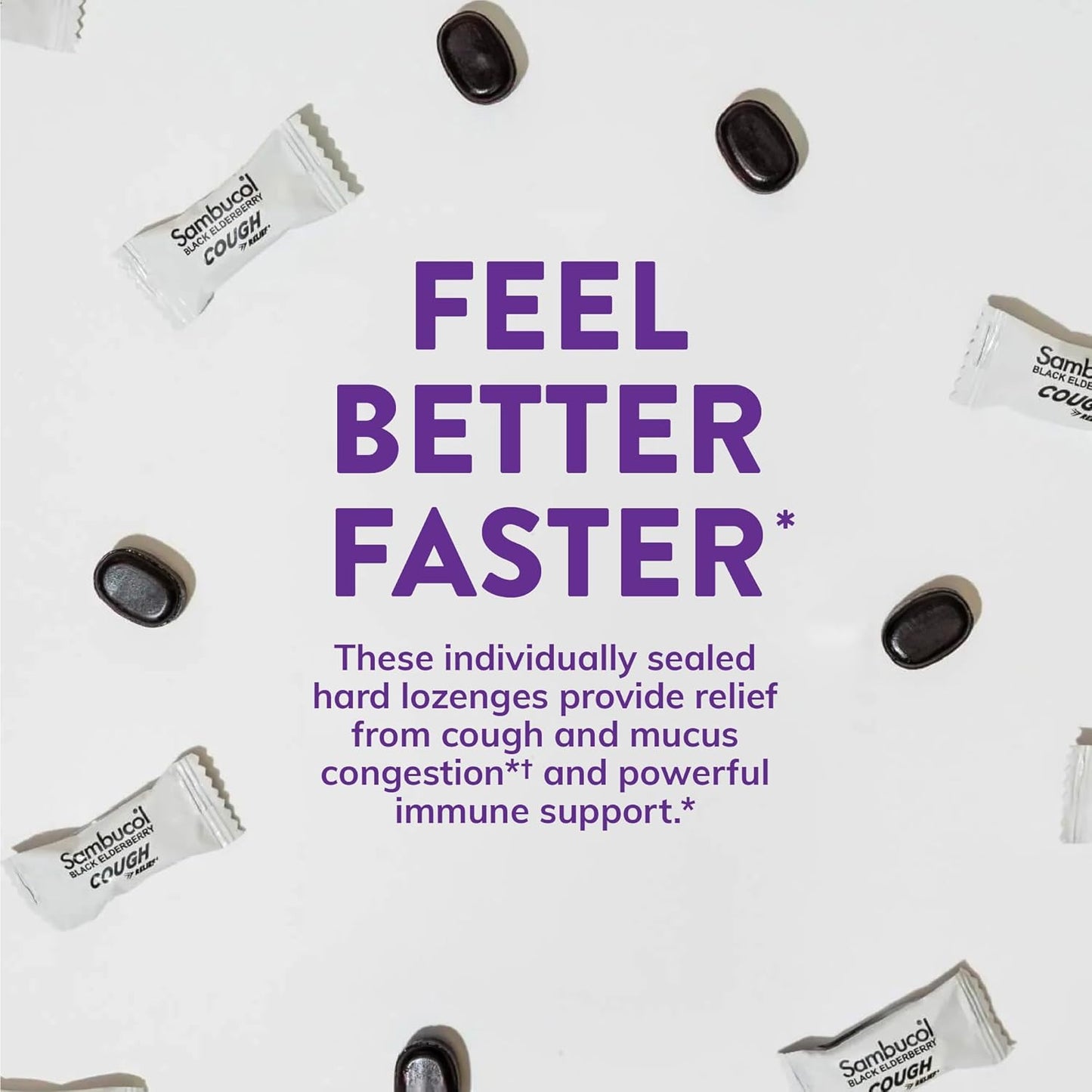 Sambucol Black Elderberry Cough Relief Lozenges with Ivy Leaf - Immune Support Berry Eucalyptus Cough Drops for Adults - 24 Count