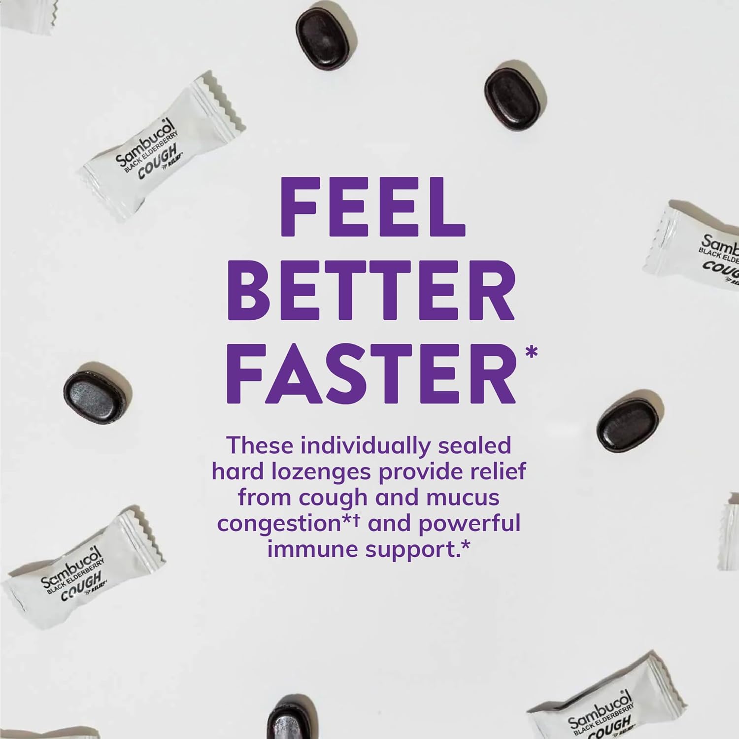 Sambucol Black Elderberry Cough Relief Lozenges with Ivy Leaf - Immune Support Berry Eucalyptus Cough Drops for Adults - 24 Count