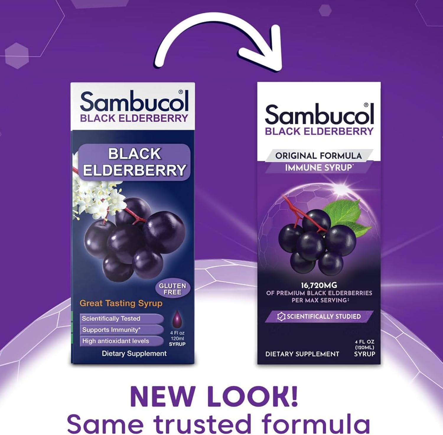 Sambucol Black Elderberry Syrup - Immune Support Liquid with High Antioxidants for Kids and Adults - Original Formula, 4 Fl Oz, Pack of 2