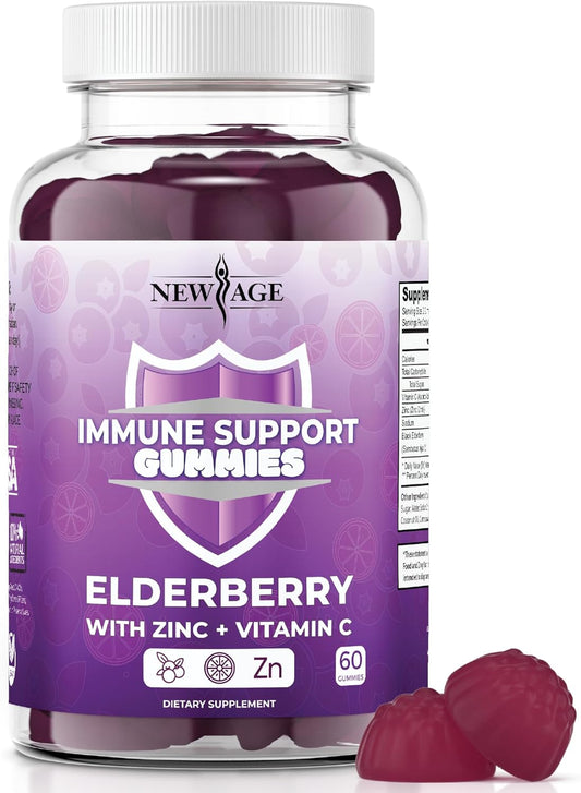 Sambucus Black Elderberry Gummies with Vitamin C and Zinc for Immune Support - 60 Gummies