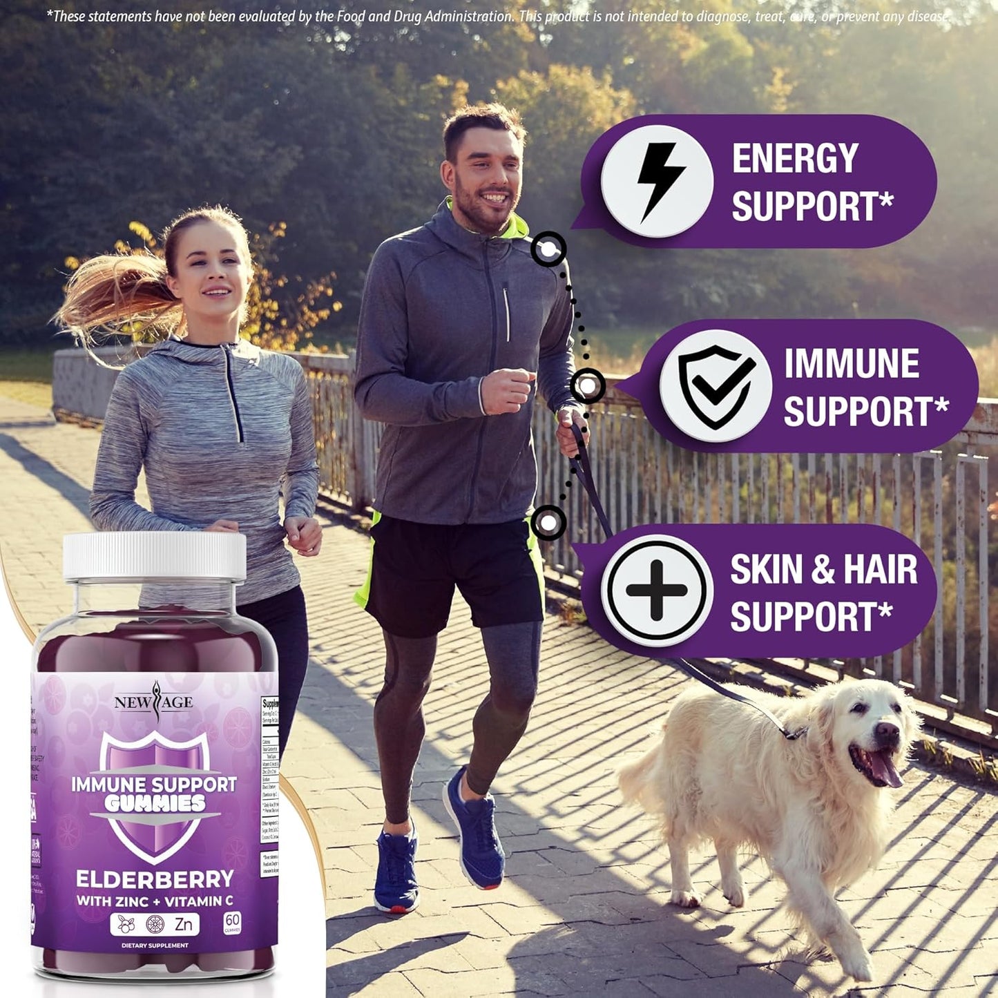 Sambucus Black Elderberry Gummies with Vitamin C and Zinc for Immune Support - 60 Gummies