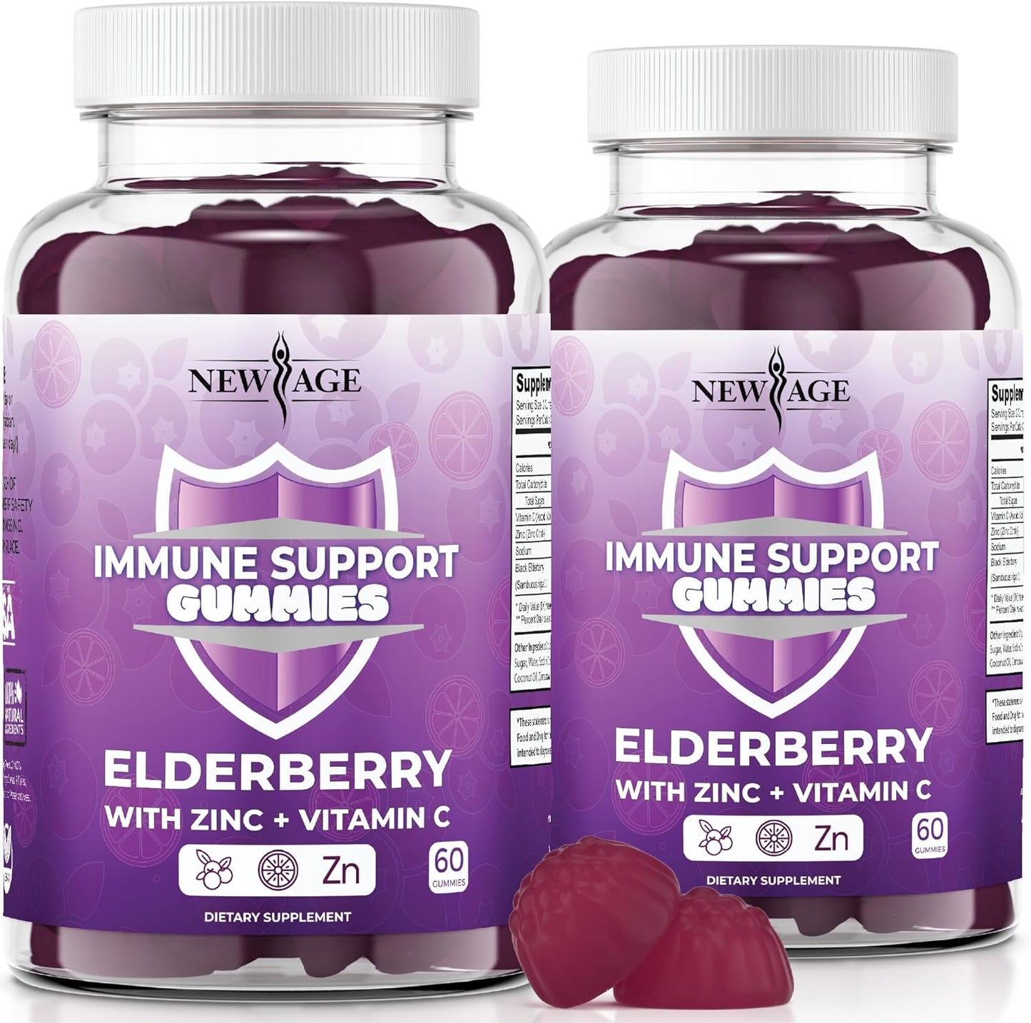 Sambucus Black Elderberry Immune Support Gummies with Vitamin C and Zinc - 120 Gummies