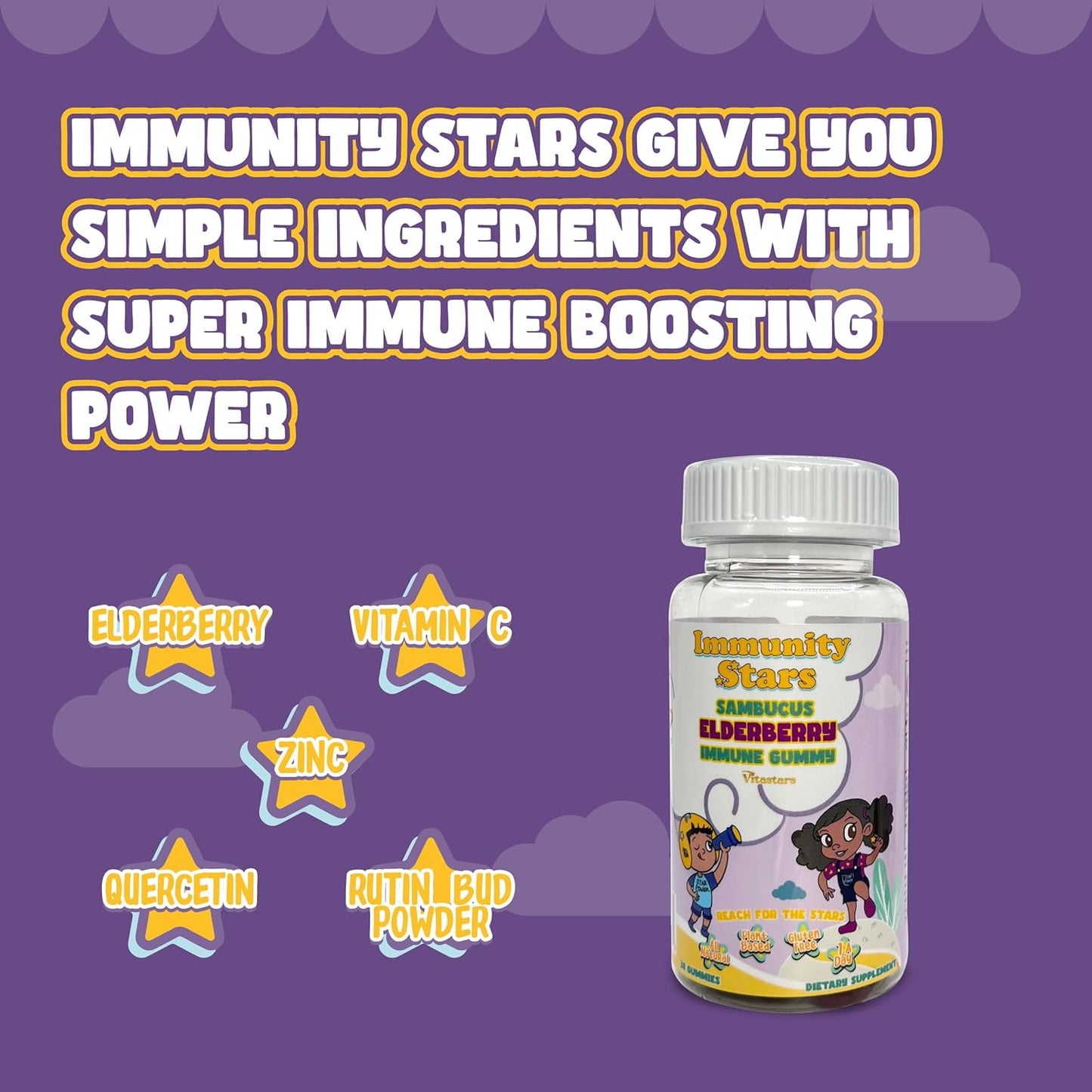 Sambucus Elderberry Gummies with Vitamin C and Zinc for Immune Support, 30 Delicious Gummies for Kids and Adults