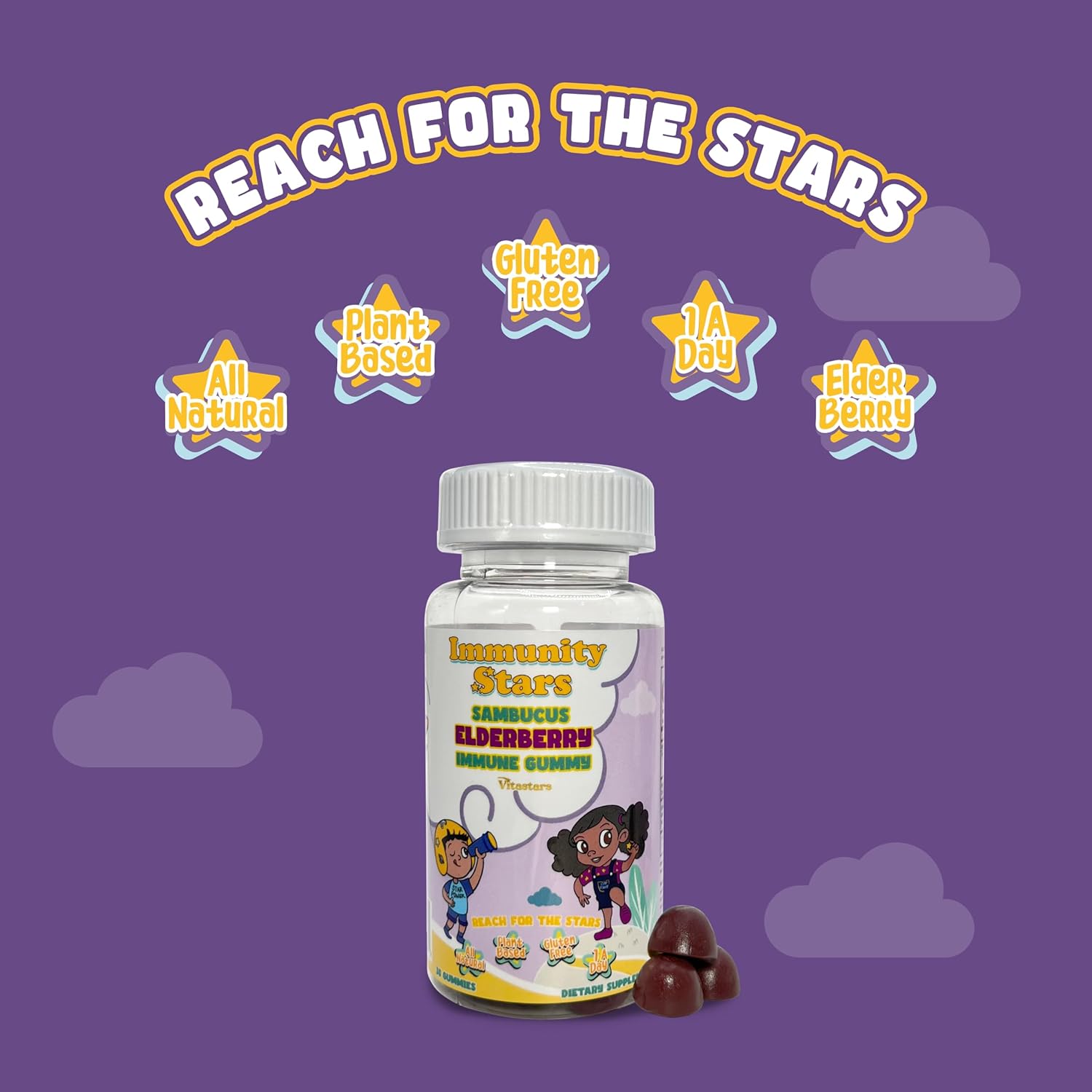 Sambucus Elderberry Gummies with Vitamin C and Zinc for Immune Support, 30 Delicious Gummies for Kids and Adults