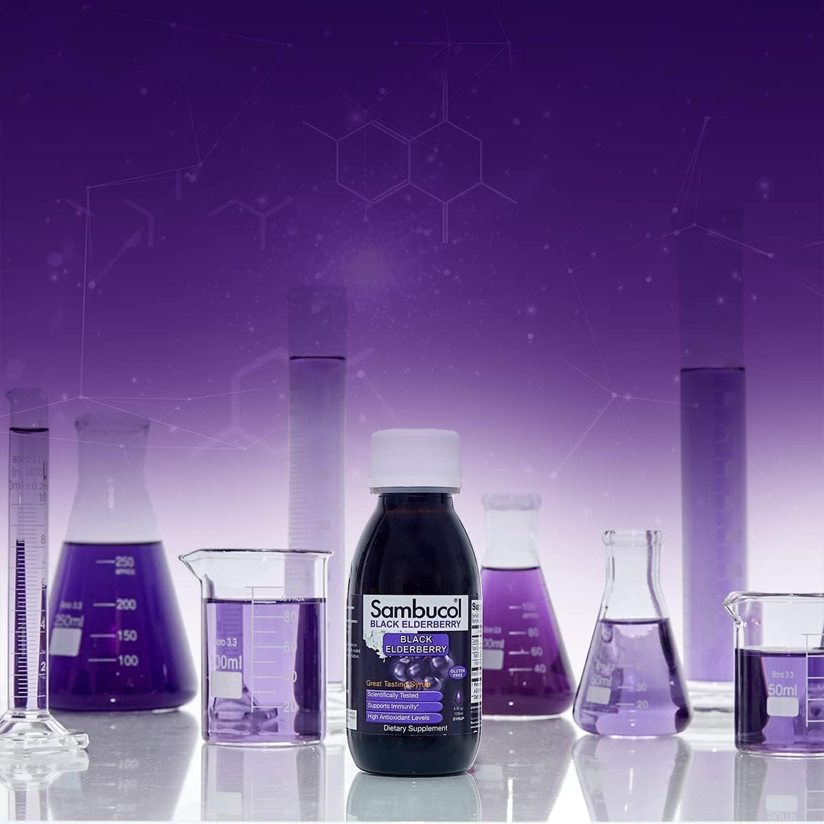 Sambucus Elderberry Syrup - Original Formula, Black Elderberry Liquid, Immune Support for Kids & Adults, High Antioxidants, Gluten-Free, 4 oz, 4-Pack