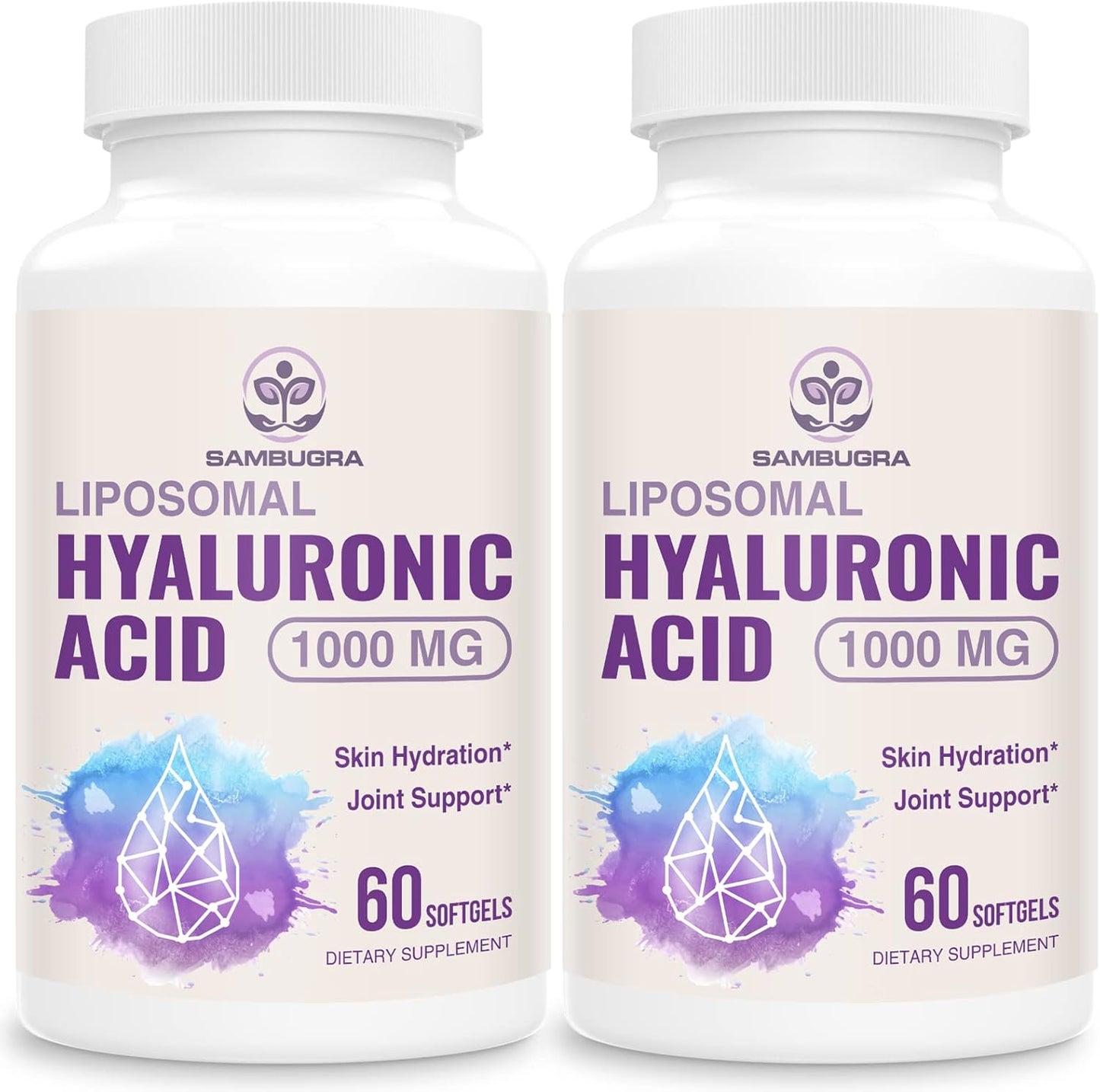 Sambugra Liposomal Hyaluronic Acid Capsules - 1000mg for Skin and Joint Support - High Bioavailability - 240 Capsules Total