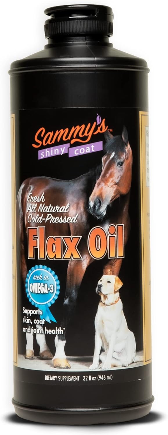 Sammy's Shiny Coat Flaxseed Oil - 100% Pure and Natural Omega-3 Source for Pets - 32 Oz