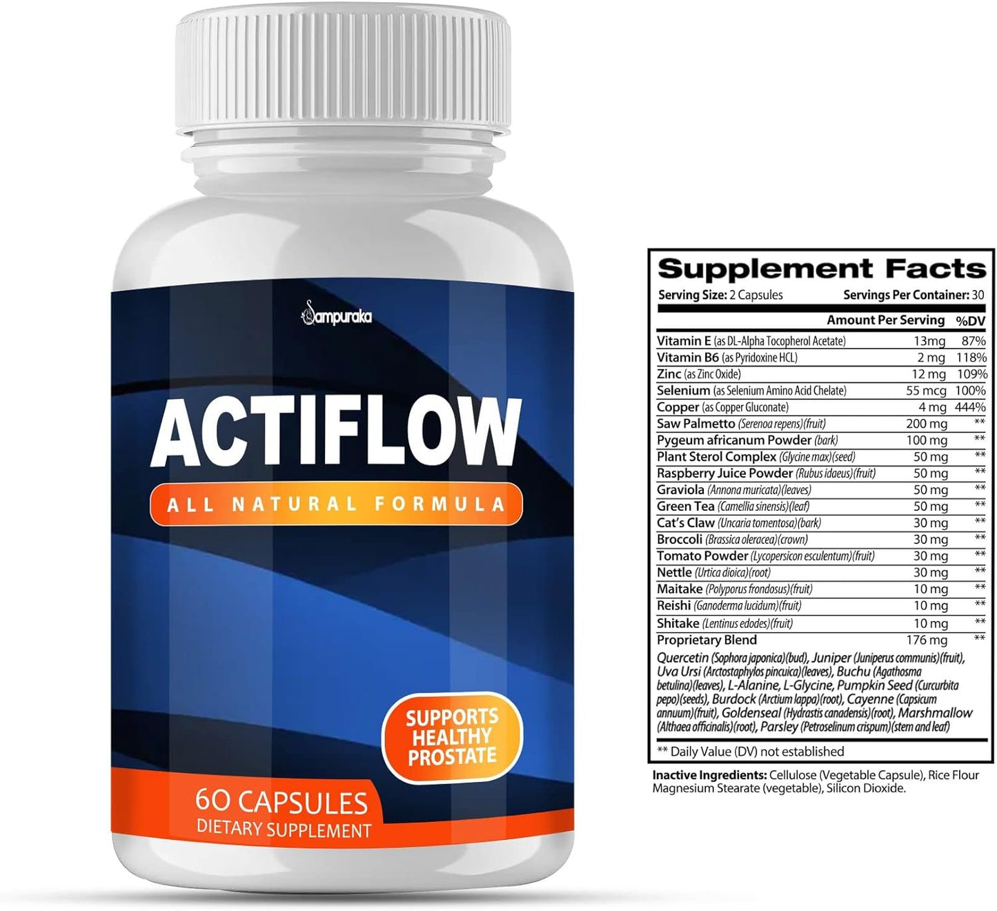 Sampuraka Actiflow Advanced Formula Supplement - 270 Day Supply (3 Packs)