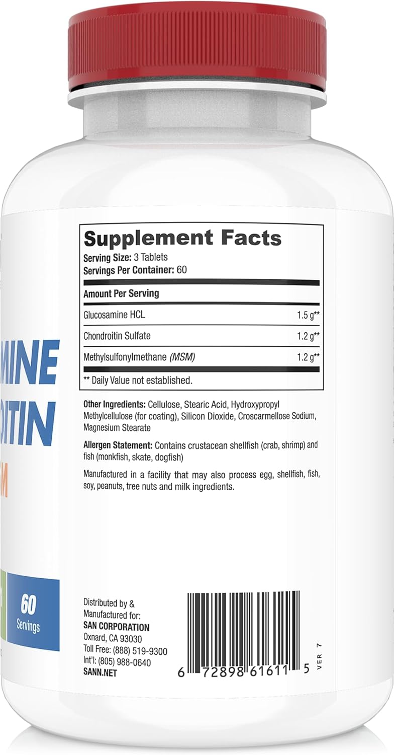 SAN Nutrition Glucosamine Chondroitin with MSM Complex - Natural Joint Support Formula, 60 Servings