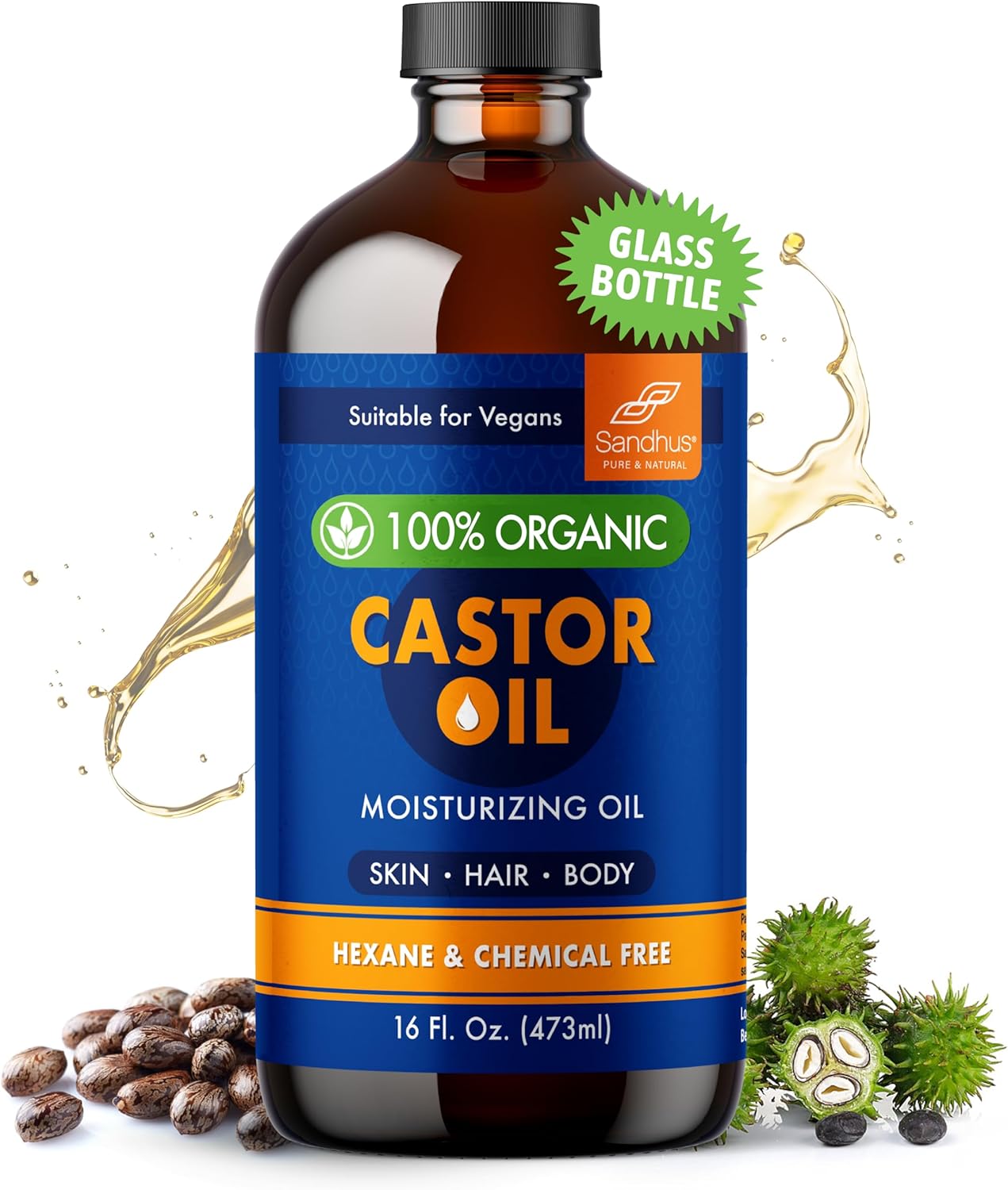 Sandhu's Liver Renew Cleanse & Organic Castor Oil 16 fl. Oz| Supports Liver, Body, Eyelashes, Hair & Skin Health | All-Natural Formula