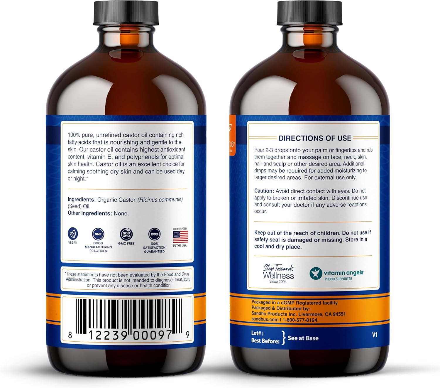 Sandhu's Liver Renew Cleanse & Organic Castor Oil 16 fl. Oz| Supports Liver, Body, Eyelashes, Hair & Skin Health | All-Natural Formula