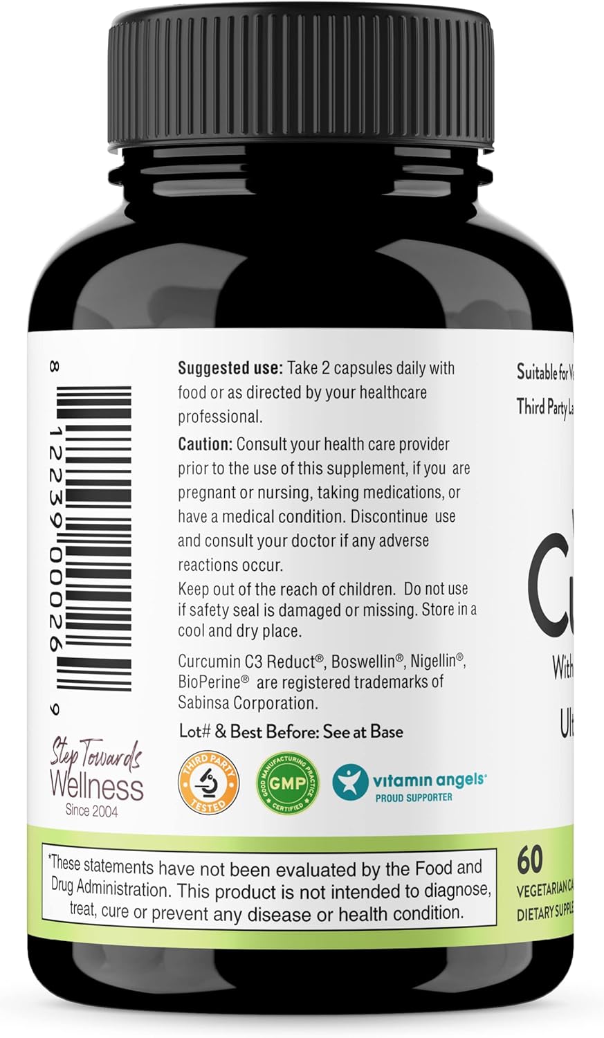 Sandhu's White Curcumin 60 Capsules with Boswellia and Black Seed Oil