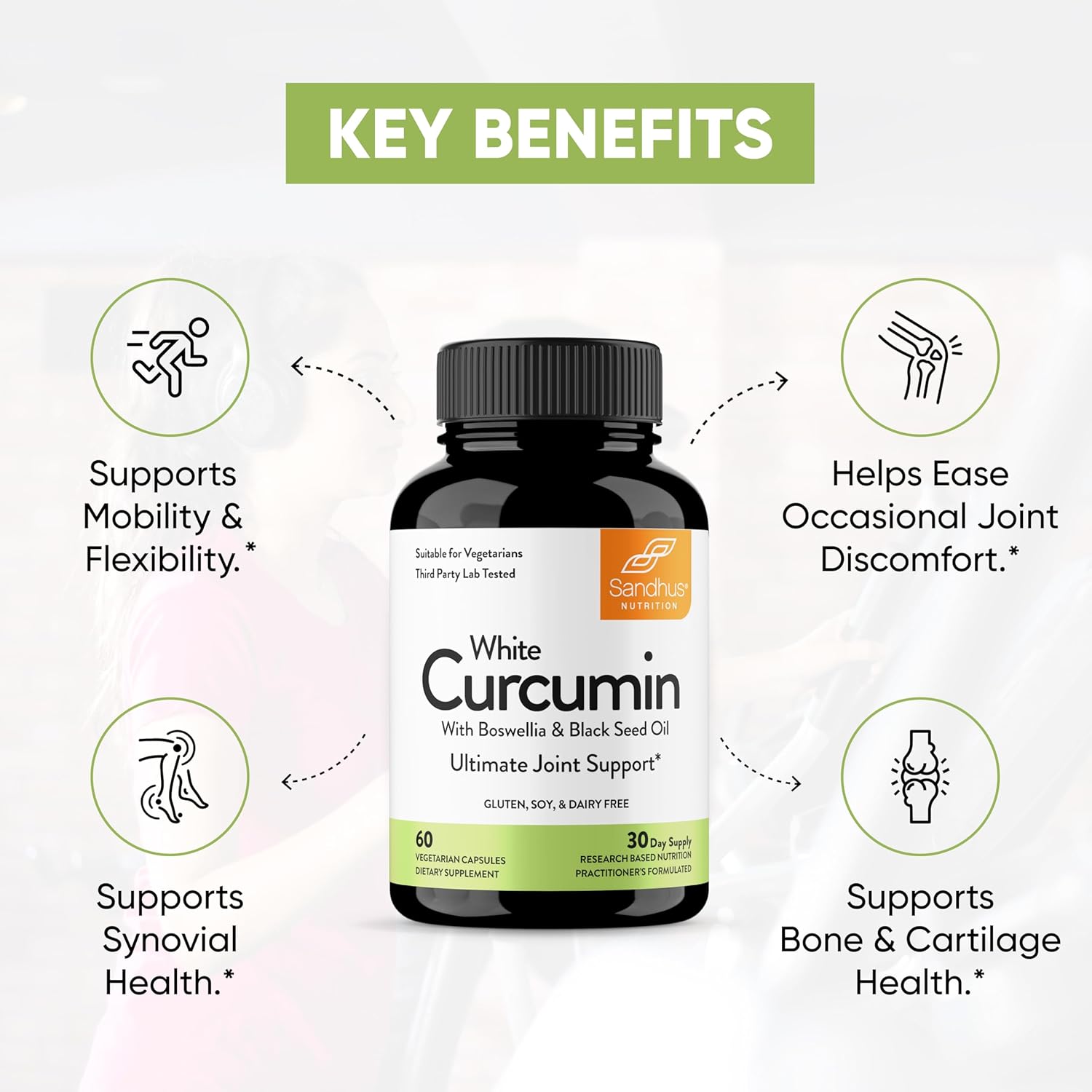 Sandhu's White Curcumin 60 Capsules with Boswellia and Black Seed Oil