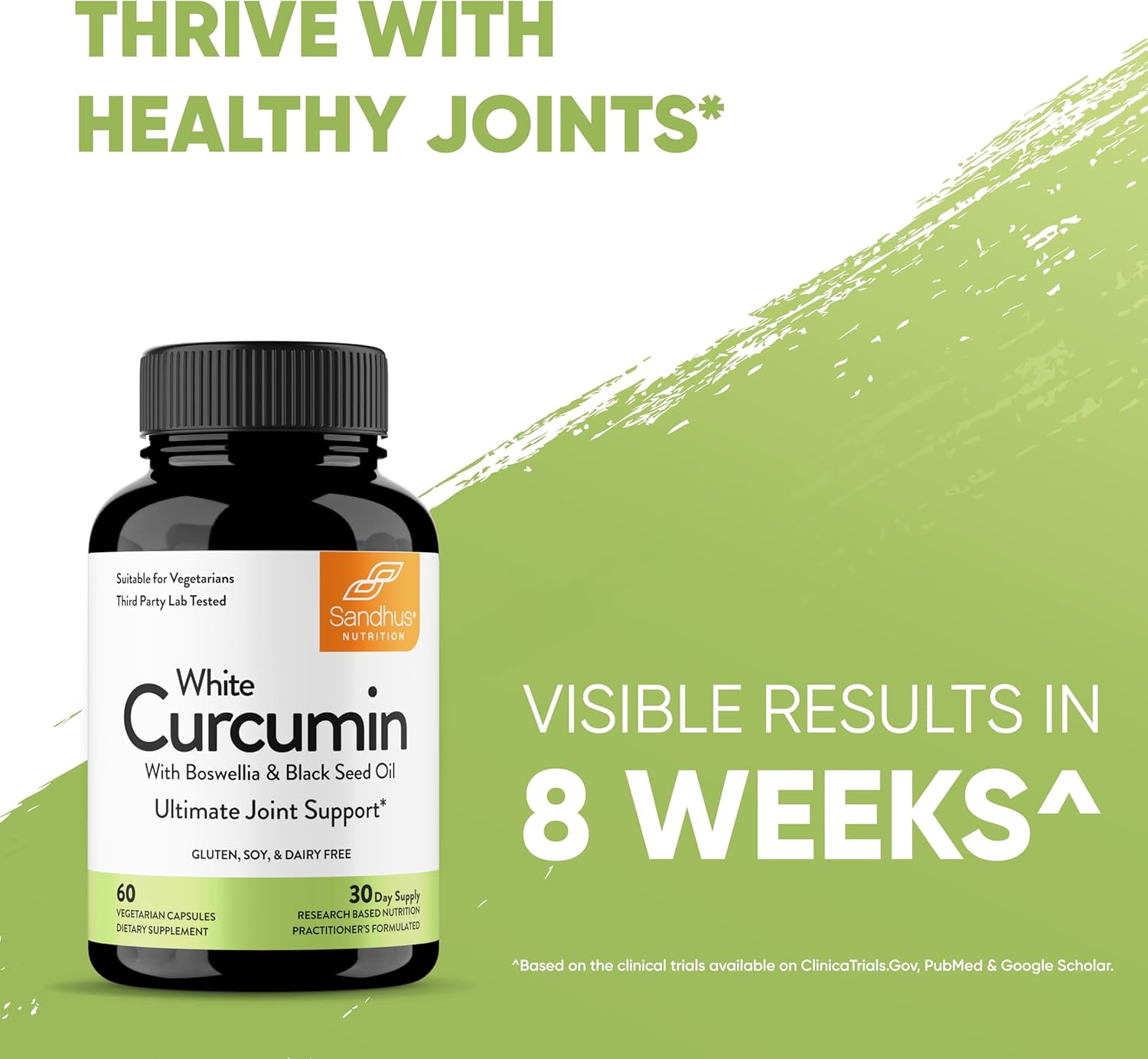 Sandhu's White Curcumin 60 Capsules with Boswellia and Black Seed Oil