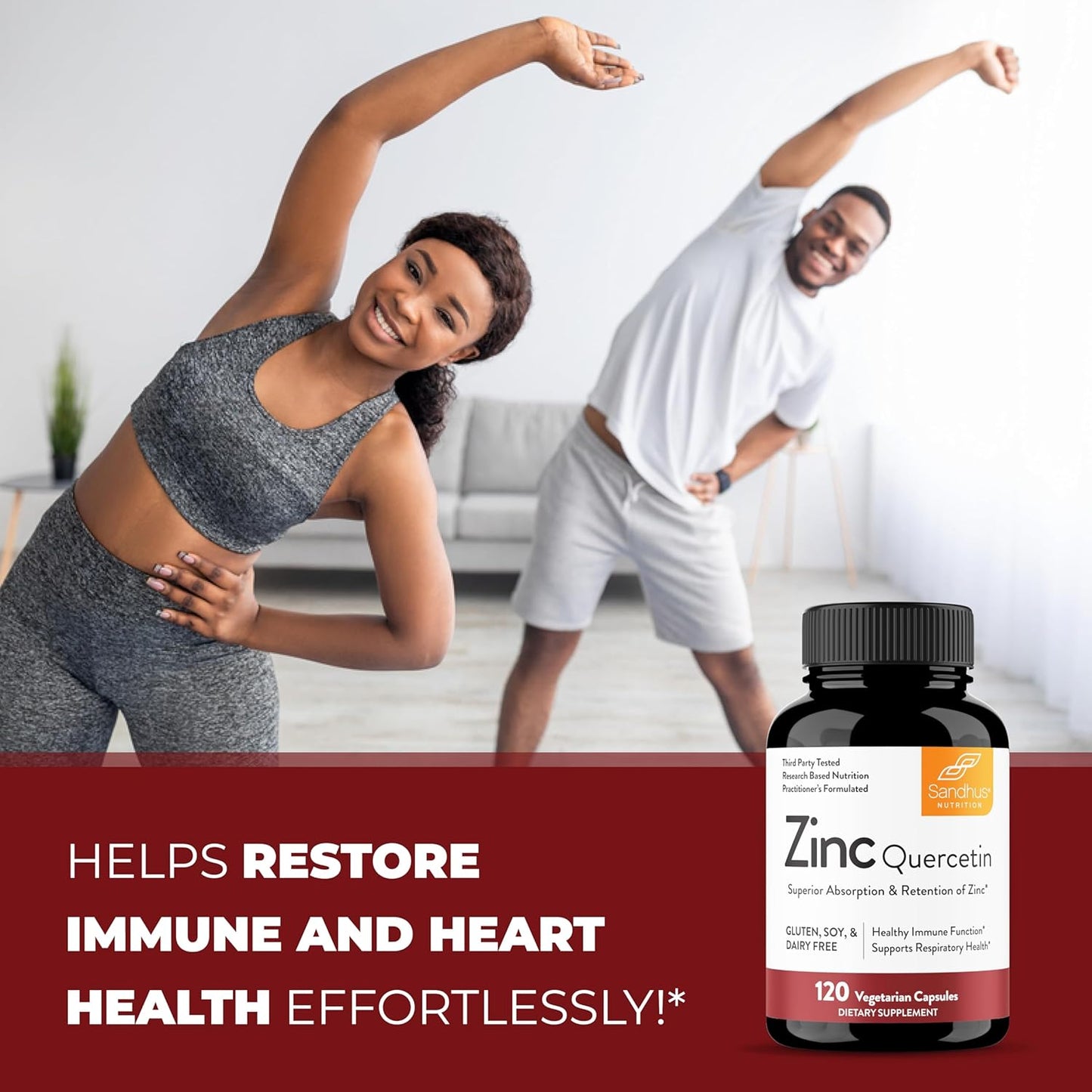 Sandhu's Zinc Quercetin & Magnesium Glycinate Complex Capsules | Promotes Immune, Muscle, Bone Health & Sleep Quality