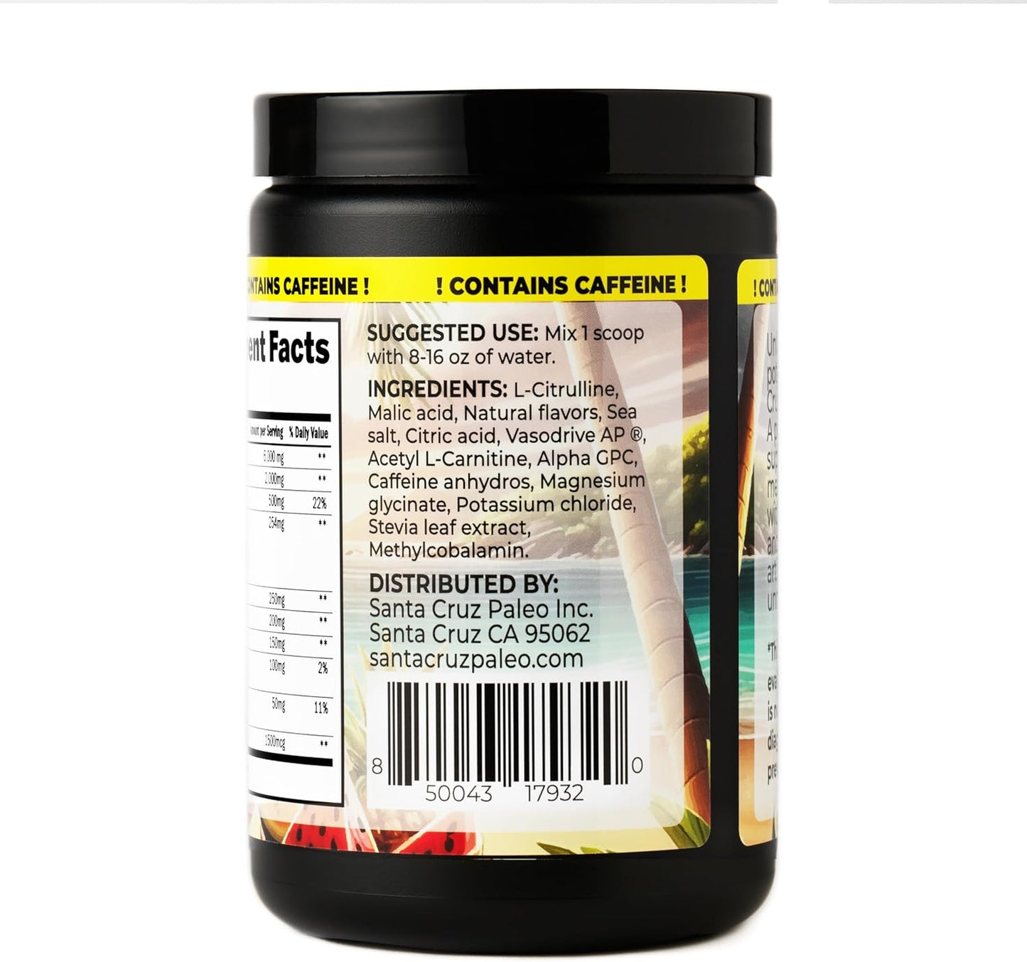 Santa Cruz Island Punch Paleo Pre Workout Powder with Electrolytes, Caffeine, and L-Citrulline - Sugar-Free Energy & Hydration Drink Mix - 30 Servings