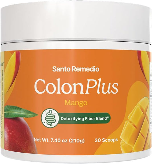 Santo Remedio Colon Plus: Mango Flavored Colon Cleanser with Psyllium Husk Fiber and Probiotics - 30 Servings