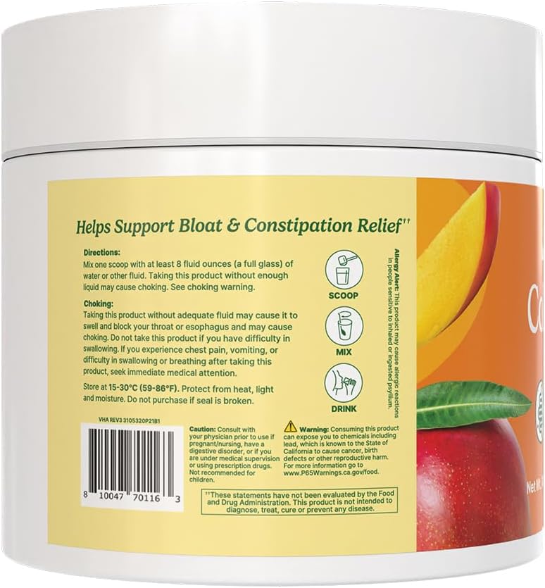 Santo Remedio Colon Plus: Mango Flavored Colon Cleanser with Psyllium Husk Fiber and Probiotics - 30 Servings