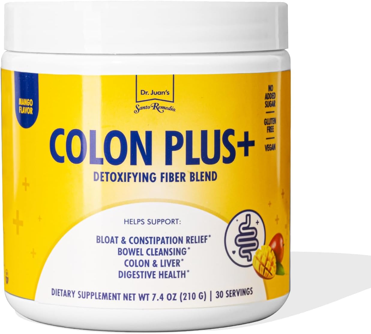 Santo Remedio Colon Plus: Mango Flavored Colon Cleanser with Psyllium Husk Fiber and Probiotics - 30 Servings
