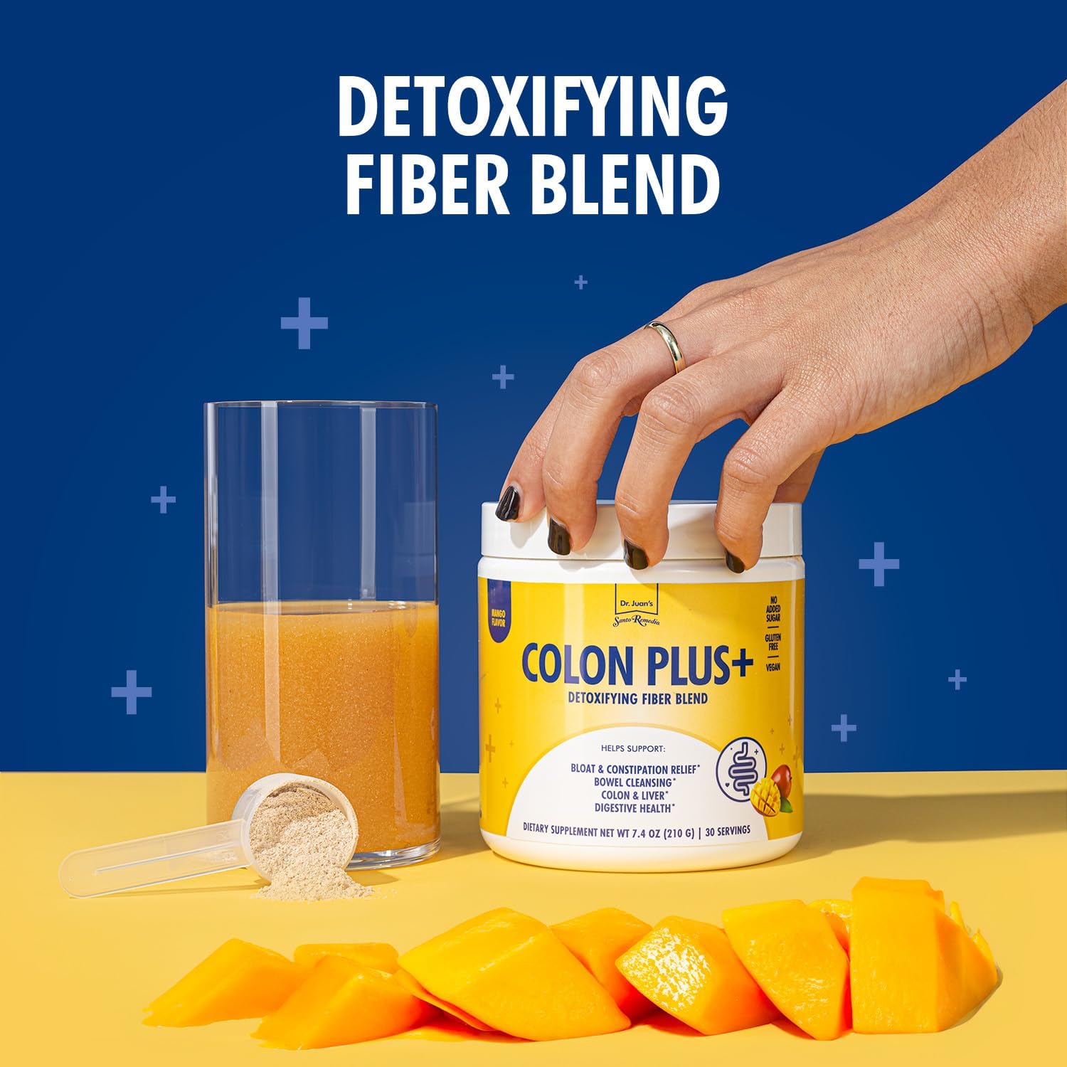 Santo Remedio Colon Plus: Mango Flavored Colon Cleanser with Psyllium Husk Fiber and Probiotics - 30 Servings
