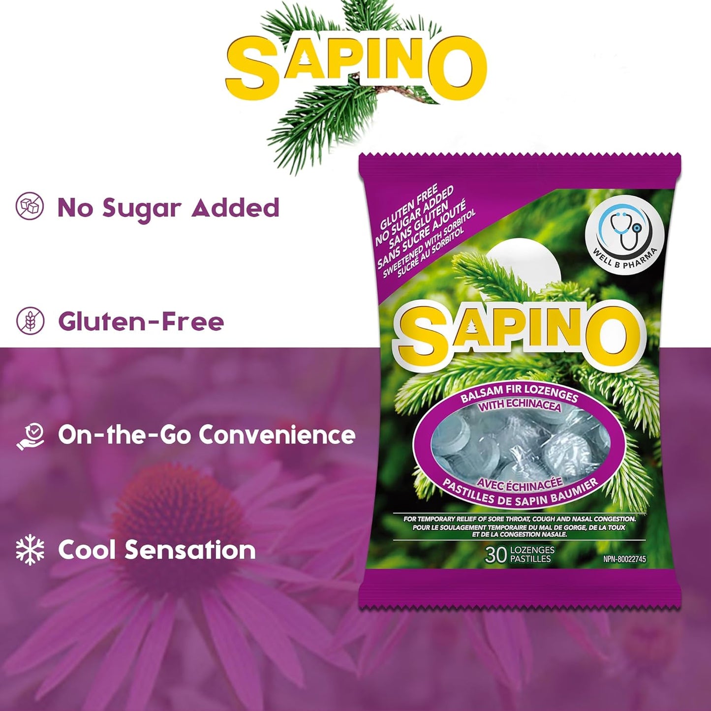 Sapino Balsam Fir Lozenges with Echinacea for Immune Support