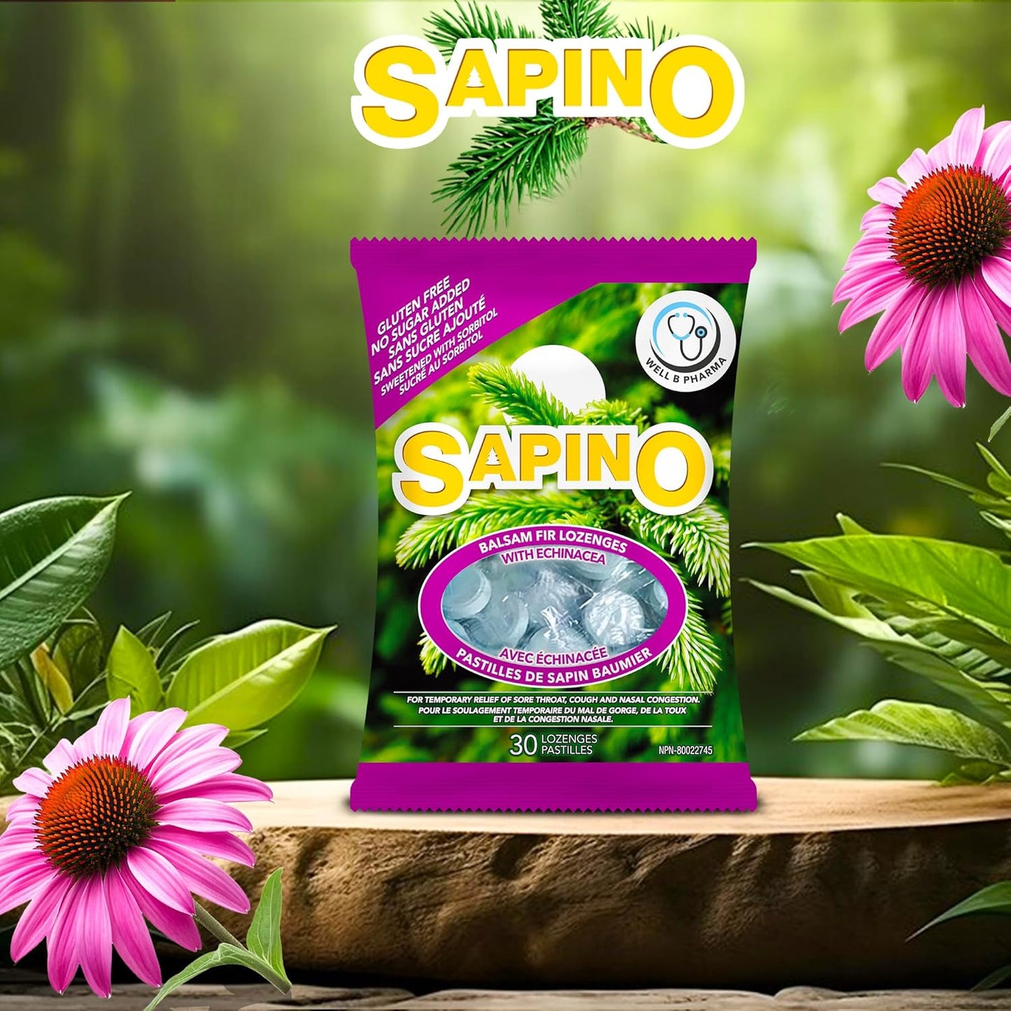Sapino Balsam Fir Lozenges with Echinacea for Immune Support