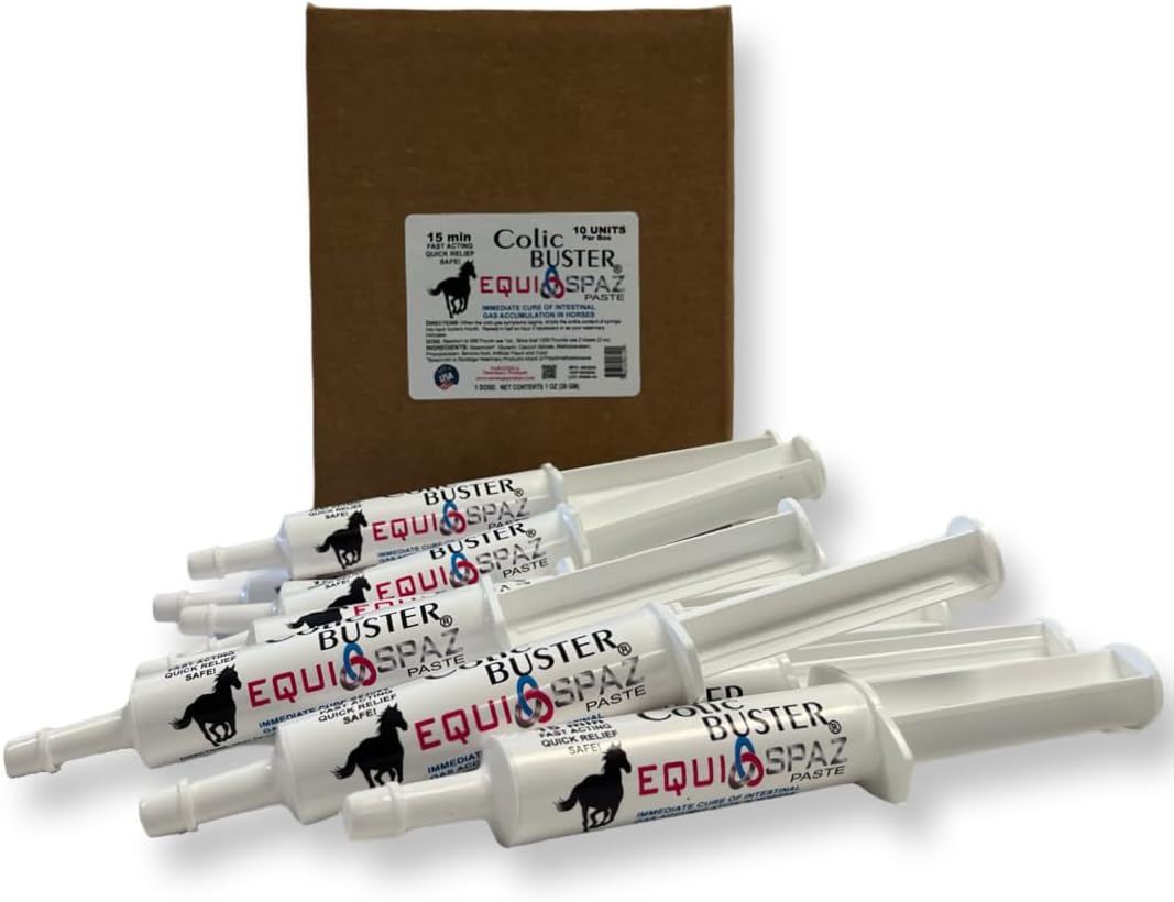 Saratoga Veterinary Product: Equi-Spaz Horse Digestion Supplement for Rapid Relief of Intestinal Gas & Colic - 10 Pack