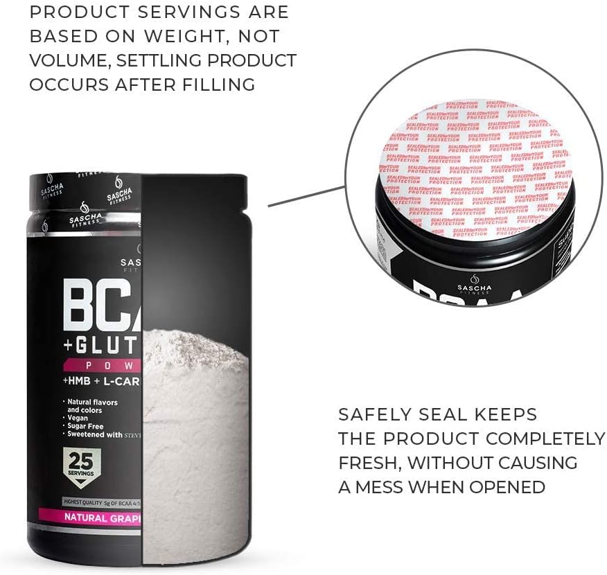 SASCHA FITNESS BCAA Powder Blend with Glutamine, HMB, L-Carnitine, HICA | Pre, Intra, Post-Workout | Natural Piña Colada, 362.5g