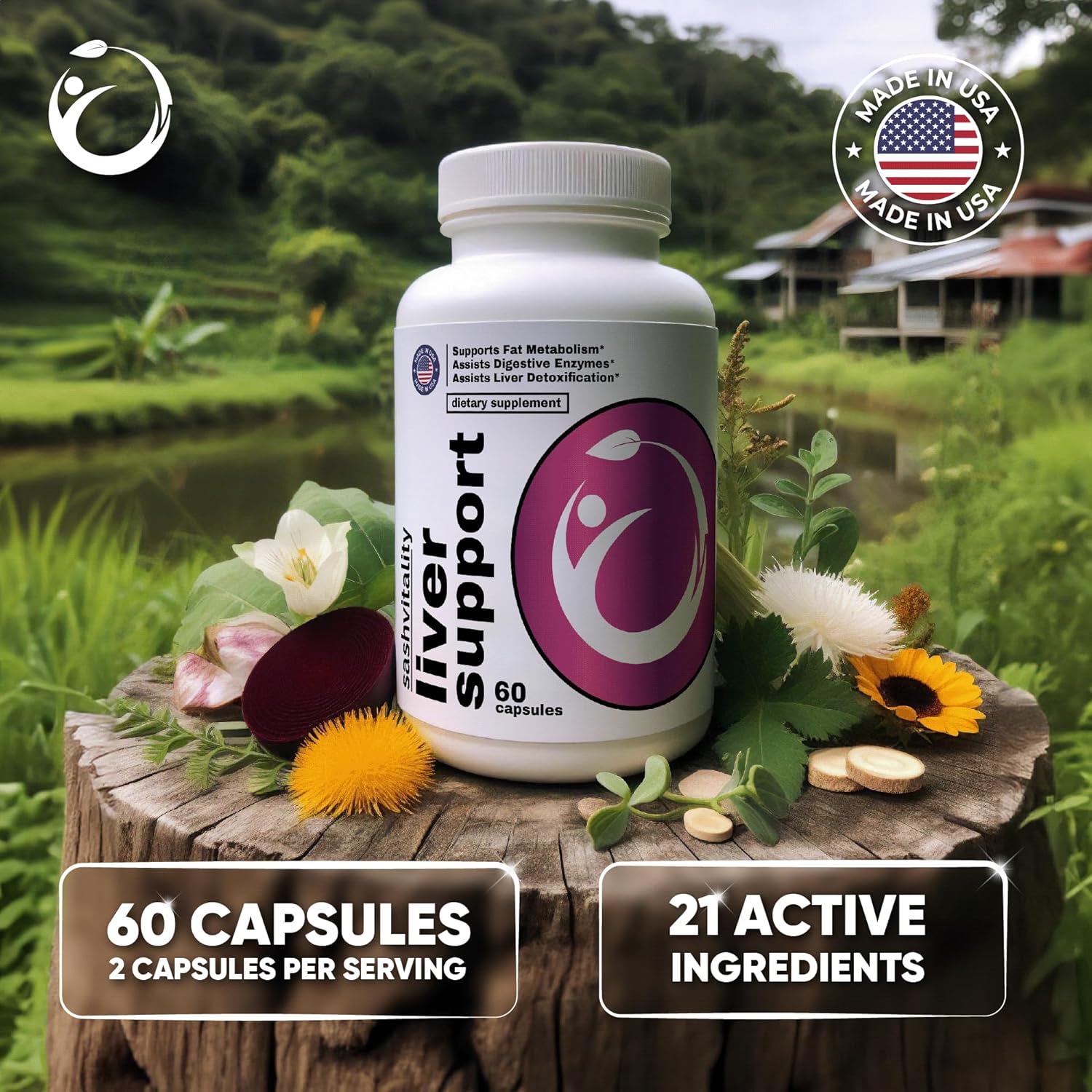 SASH Vitality Liver Health Supplement - Natural Support for Liver Function and Detoxification