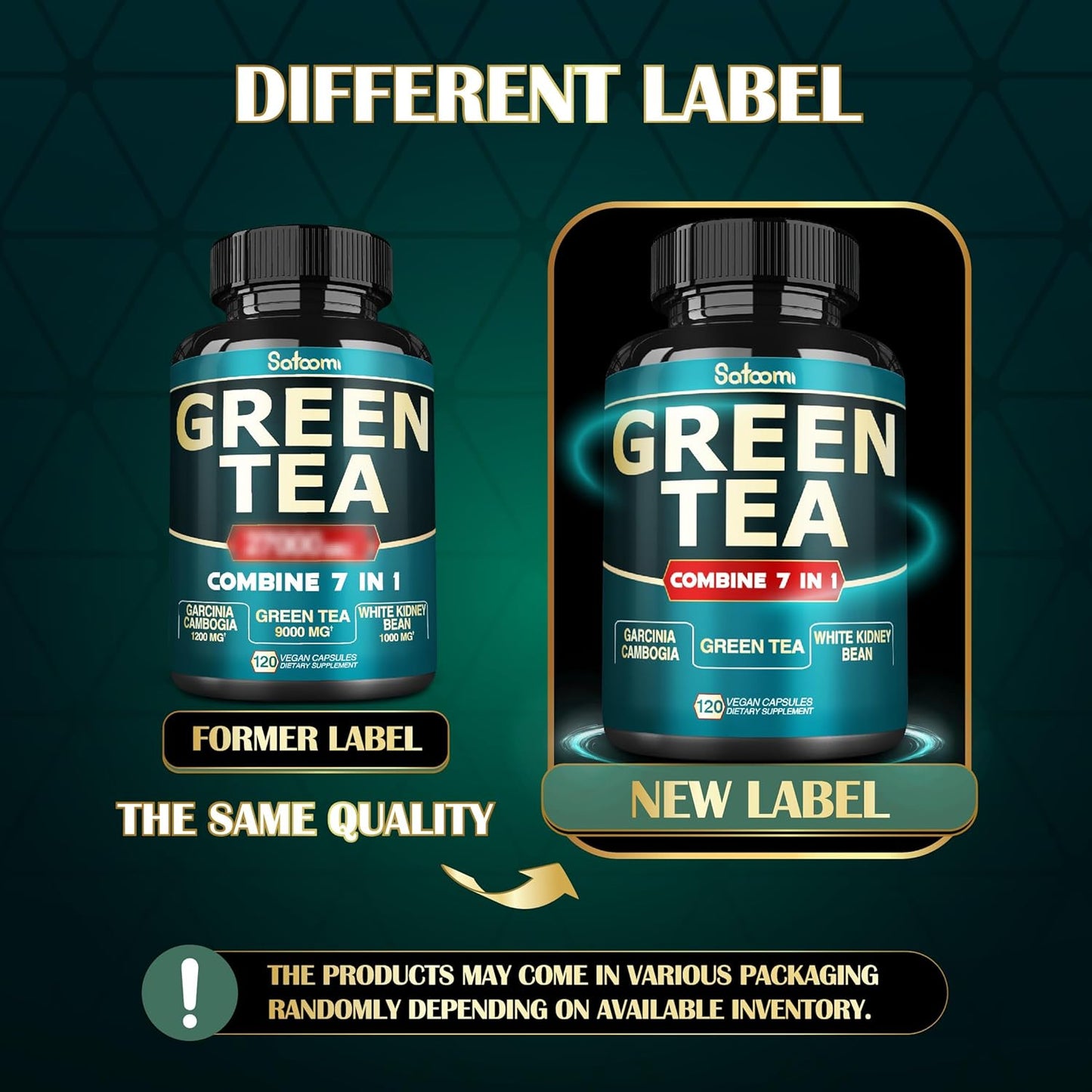 Satoomi Green Tea Extract Capsules - 13200mg per Serving with Garcinia Cambogia, Raspberry, Grape Seed - Body Management, Mind & Immunity Support - 120 Capsules