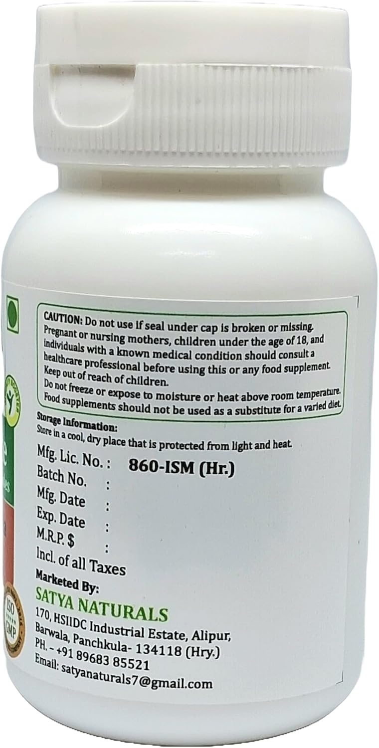 Satya Naturals Arjuna Forte Capsules 500 mg - Ayurvedic Herbal Supplement for Men and Women - 60 Veg Capsules (1 Bottle)