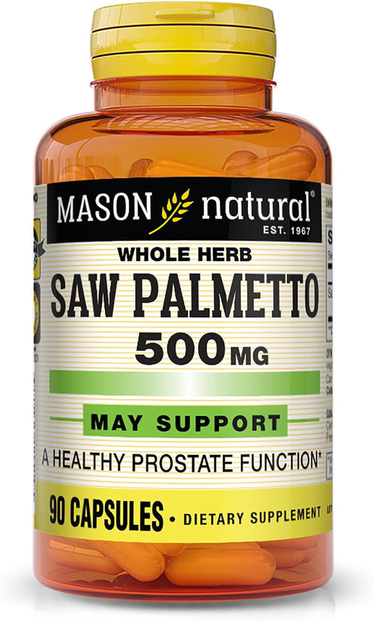 Saw Palmetto 500mg Capsules for Prostate Health & Urinary Function - 90 Count by MASON NATURAL