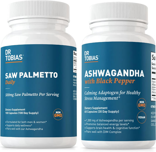 Saw Palmetto and Ashwagandha Capsules for Hormonal Health in Men & Women - Resilience & Balance Support - Non-GMO