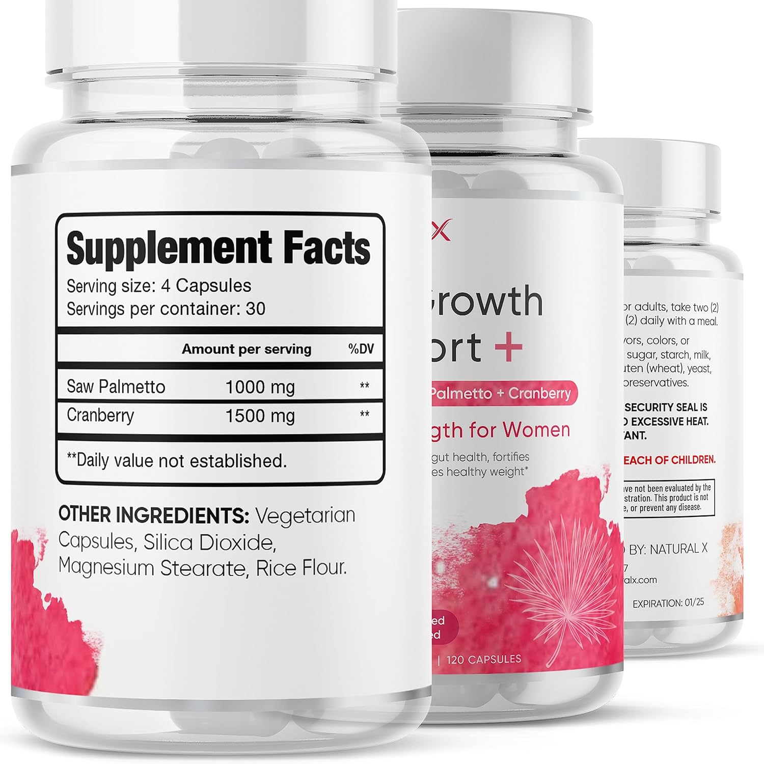 Saw Palmetto and Cranberry Hair Growth Supplement for Women - 1500mg DHT Blocker for Thicker, Fuller Hair - Anti-Hair Loss Support and Regrowth - Hair Vitamins (30-Day Supply)