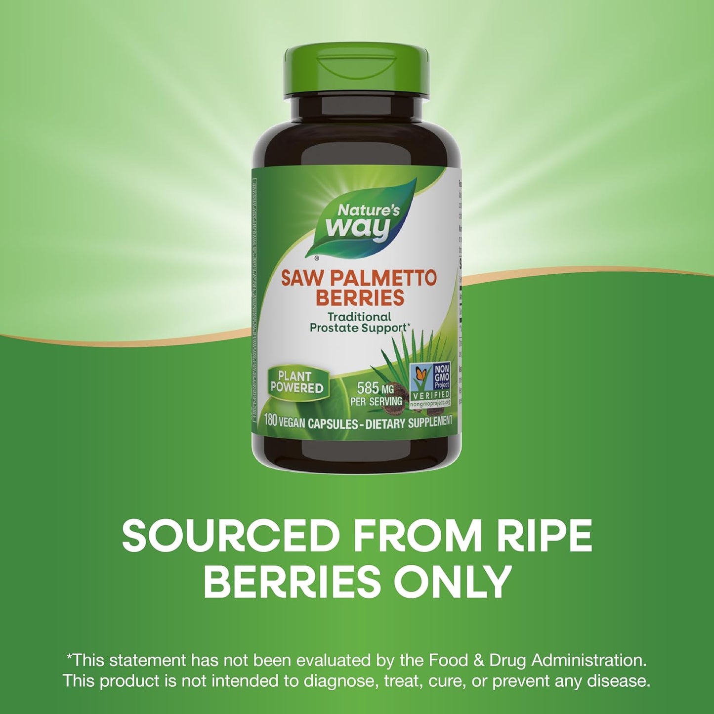 Saw Palmetto Berries Capsules - Prostate Support, 585mg per Serving, Non-GMO, Vegan, 180 Count