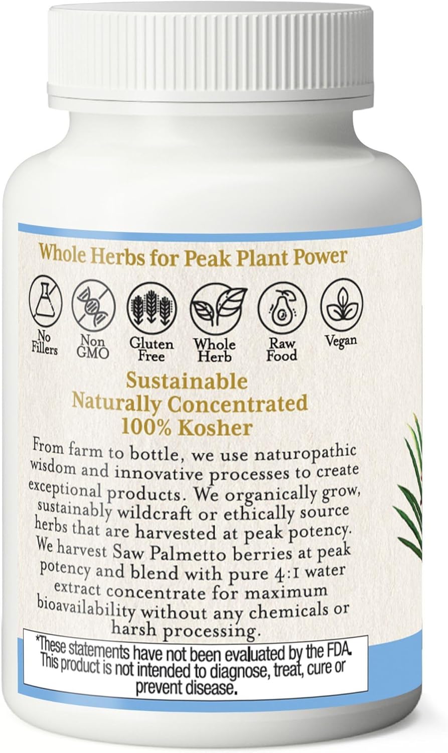 Saw Palmetto Capsules by Eclectic Institute: Prostate Health Support, Non-GMO, Vegan - 120 count