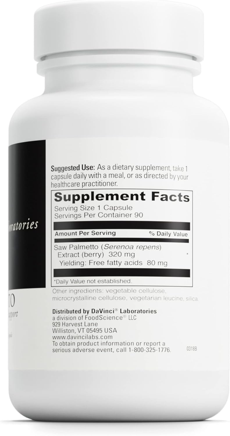 Saw Palmetto Dietary Supplement for Prostate Health, Premenstrual Support, and Lactation - 90 Vegetarian Capsules