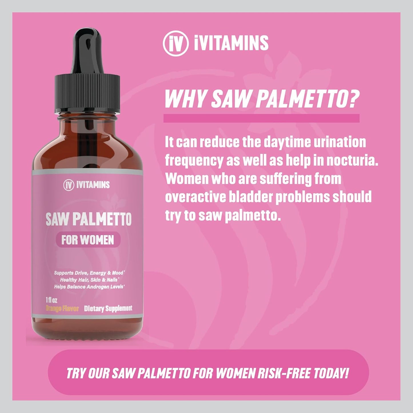 Saw Palmetto for Women - Hair Loss Reducer, DHT Blocker, Supports Healthy Hair, Skin, Nails, Energy, Mood - 1 fl oz