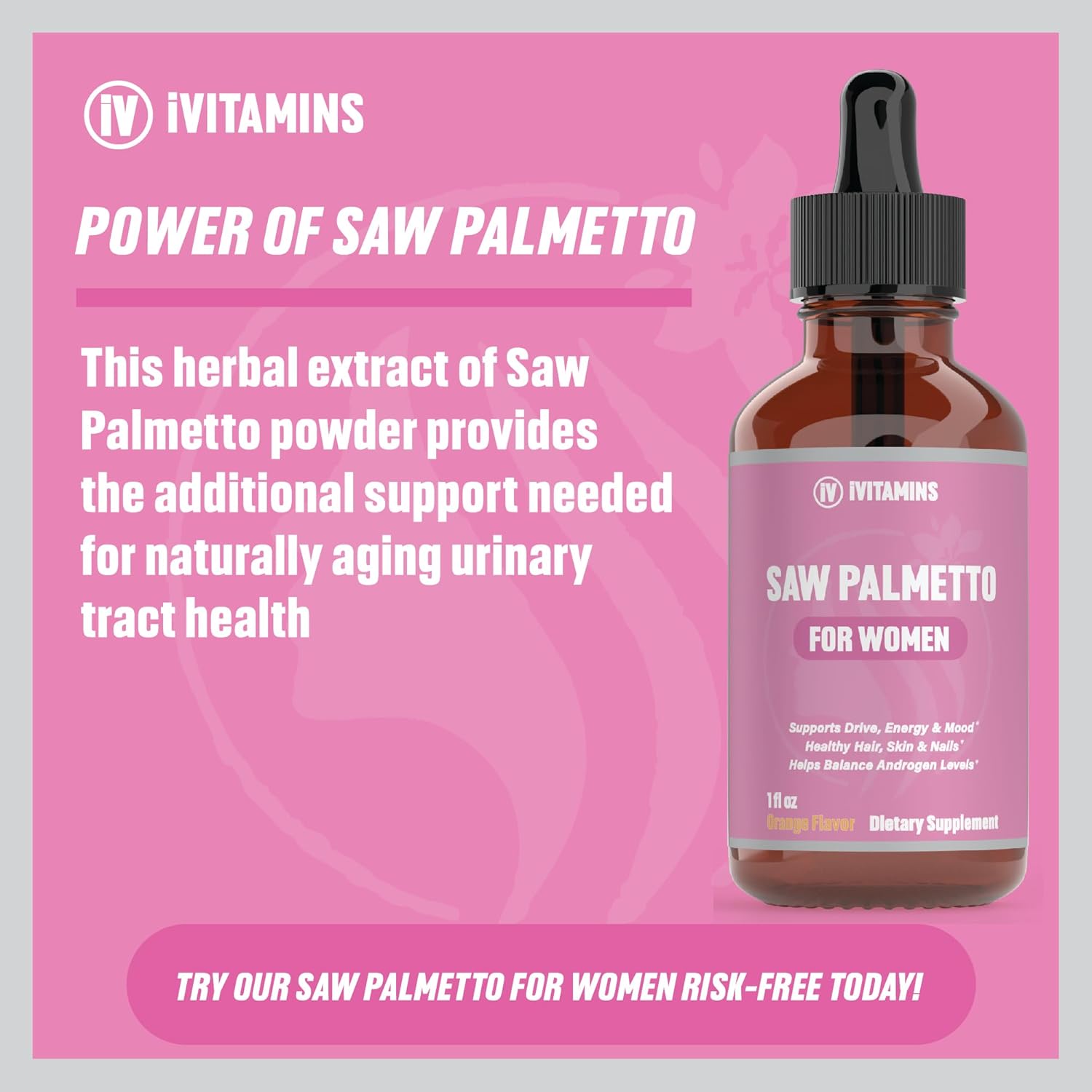 Saw Palmetto for Women - Hair Loss Reducer, DHT Blocker, Supports Healthy Hair, Skin, Nails, Energy, Mood - 1 fl oz